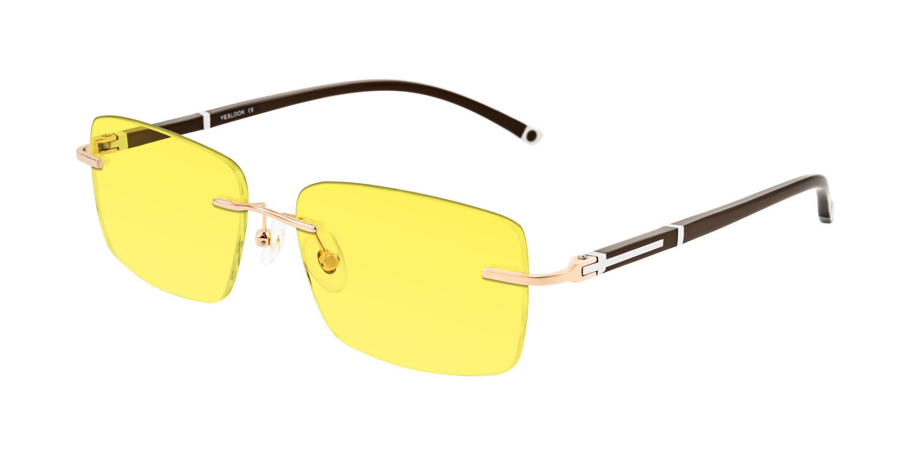 Angle of Mist in Rose Gold/Brown with Medium Yellow Tinted Lenses