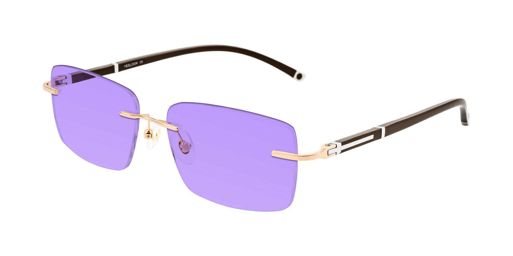 Angle of Mist in Rose Gold/Brown with Medium Purple Tinted Lenses