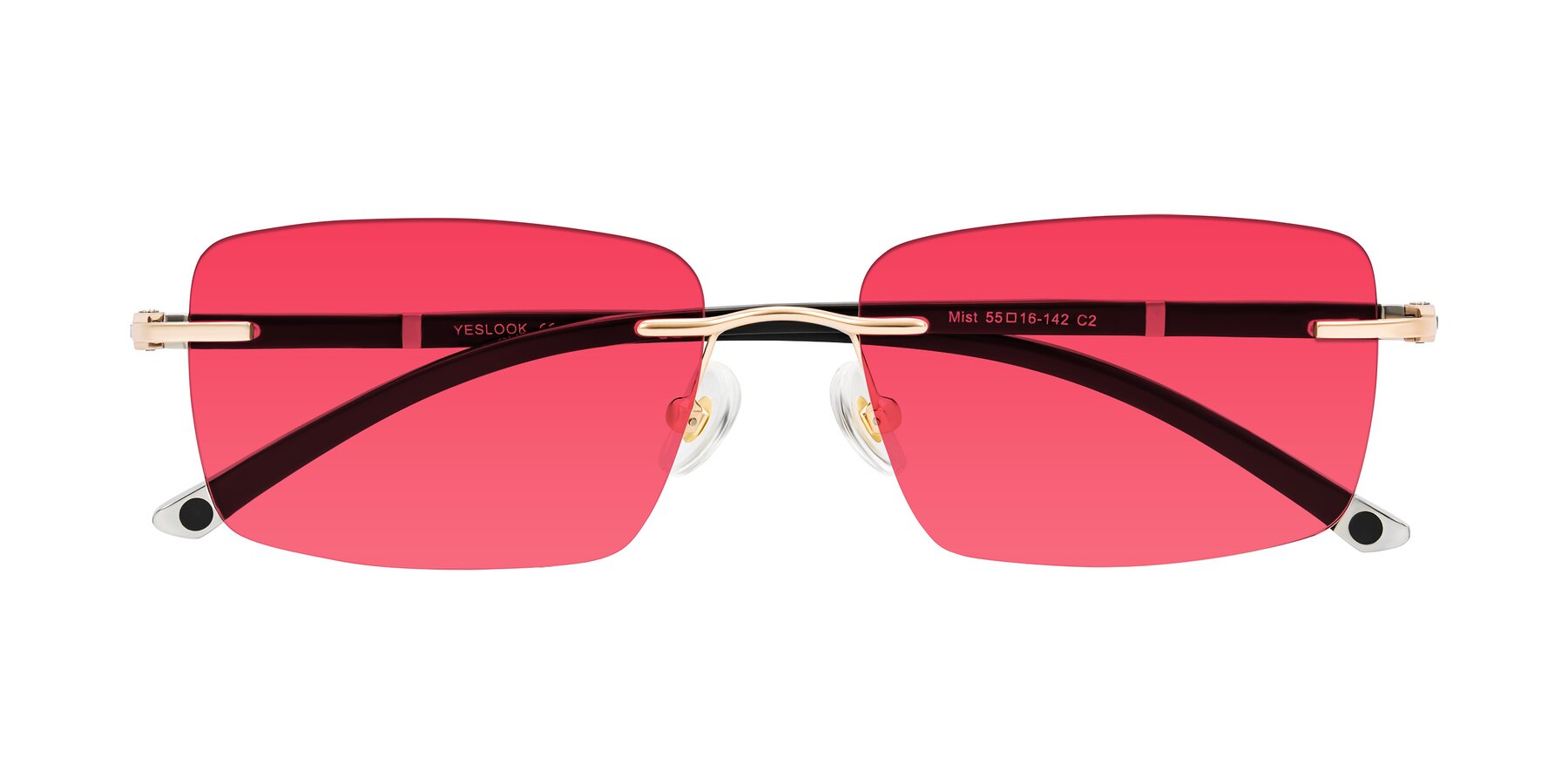 Folded Front of Mist in Rose Gold/Brown with Red Tinted Lenses