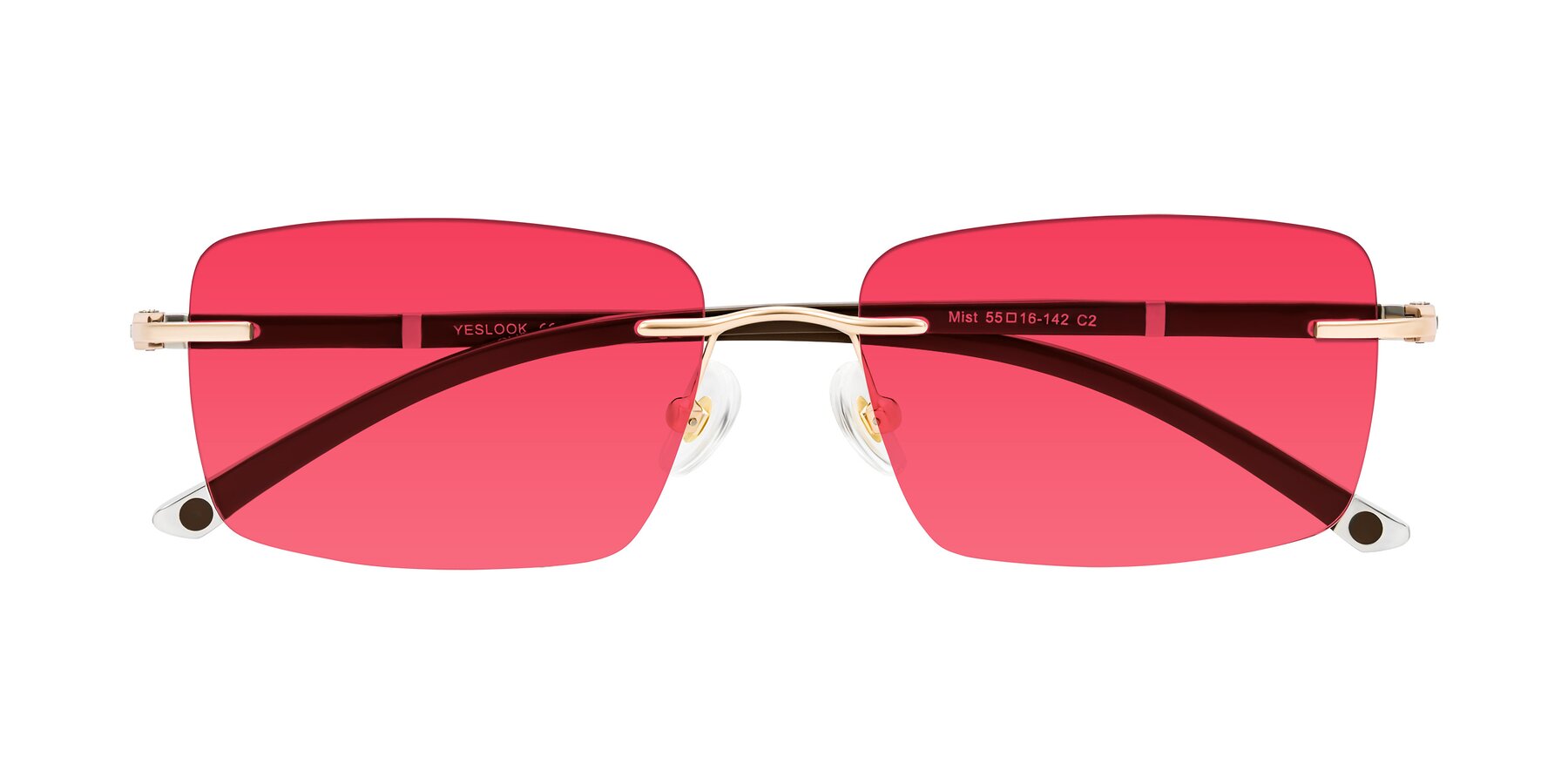Folded Front of Mist in Rose Gold/Brown with Red Tinted Lenses