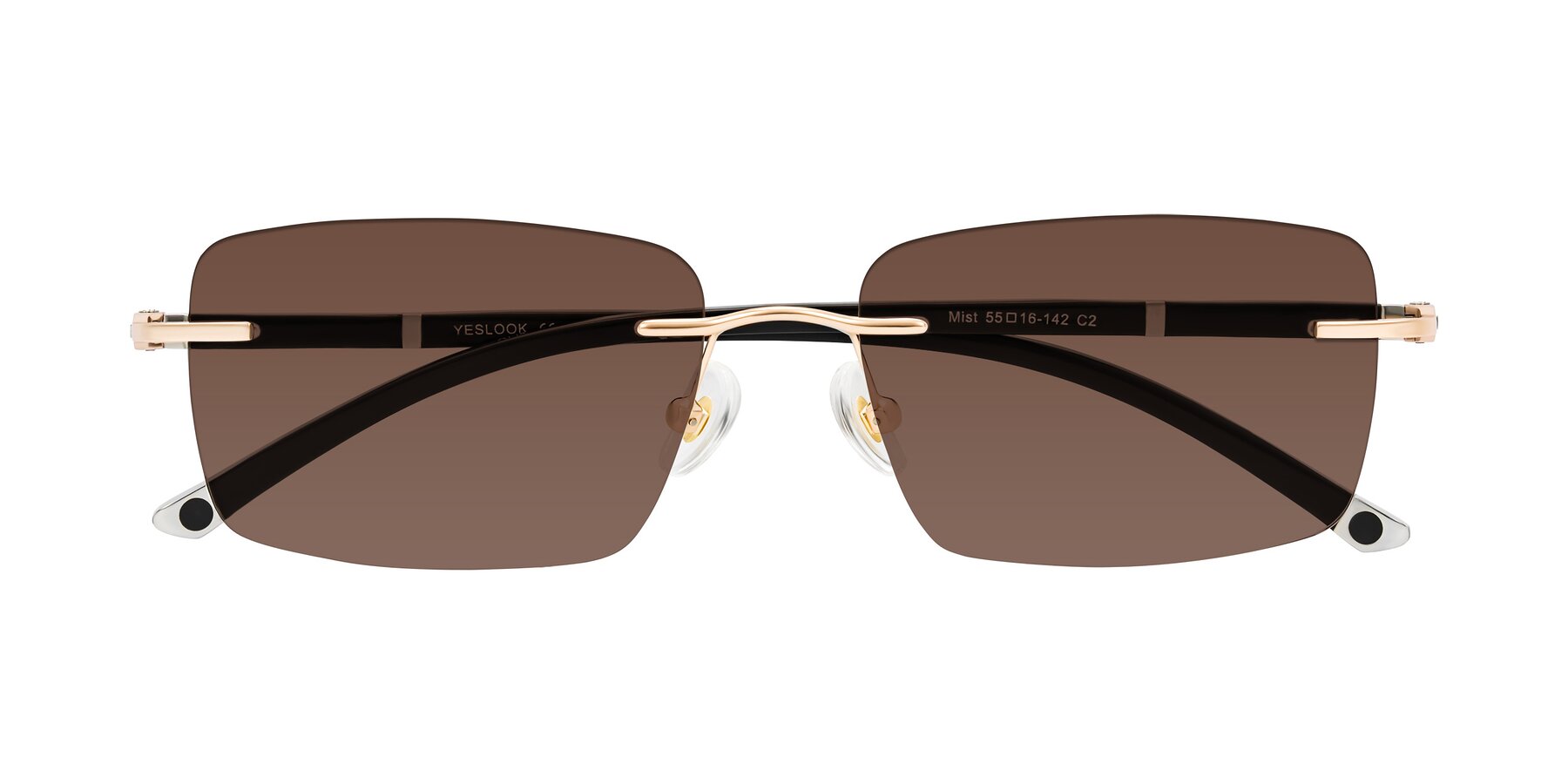 Folded Front of Mist in Rose Gold/Brown with Brown Tinted Lenses
