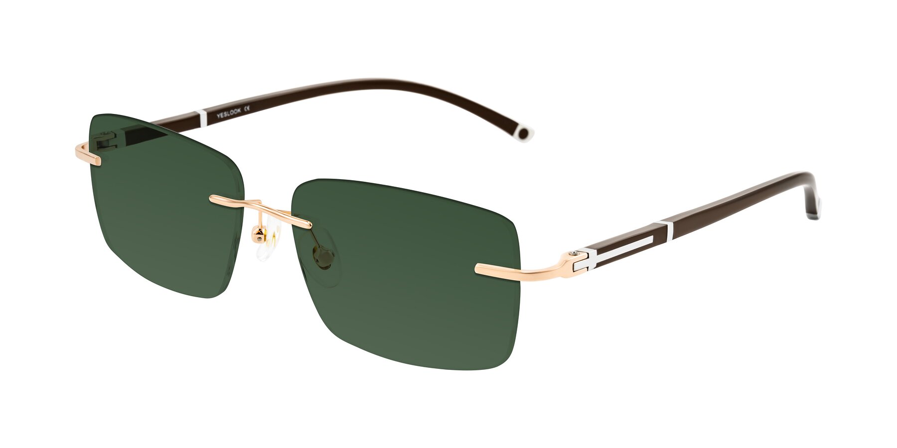 Angle of Mist in Rose Gold/Brown with Green Tinted Lenses
