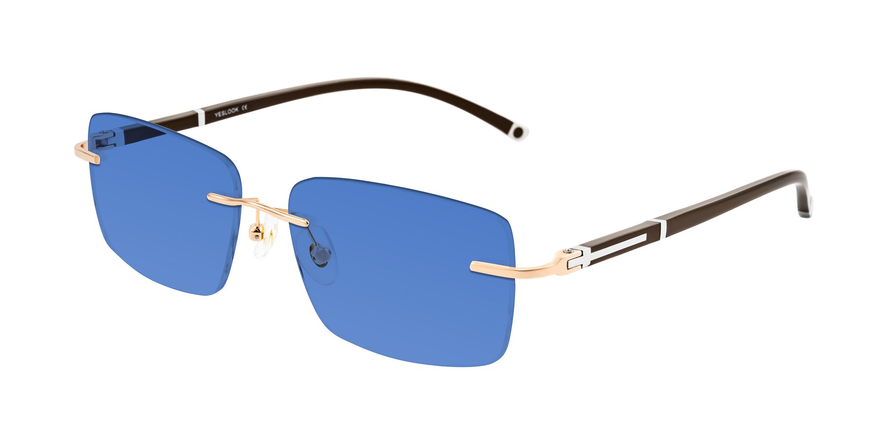 Angle of Mist in Rose Gold/Brown with Blue Tinted Lenses