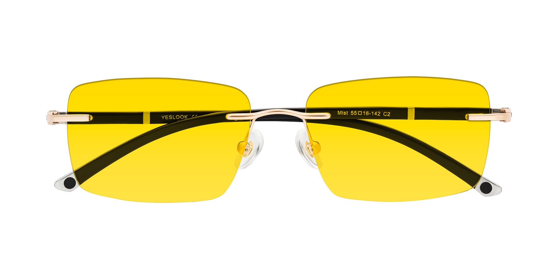Folded Front of Mist in Rose Gold/Brown with Yellow Tinted Lenses