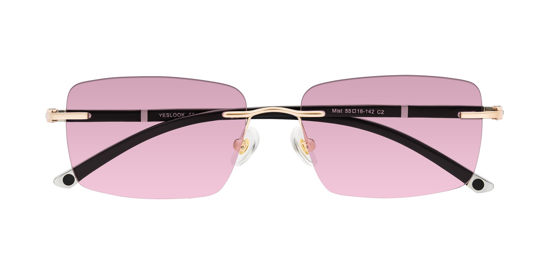 Folded Front of Mist in Rose Gold/Brown with Light Wine Tinted Lenses