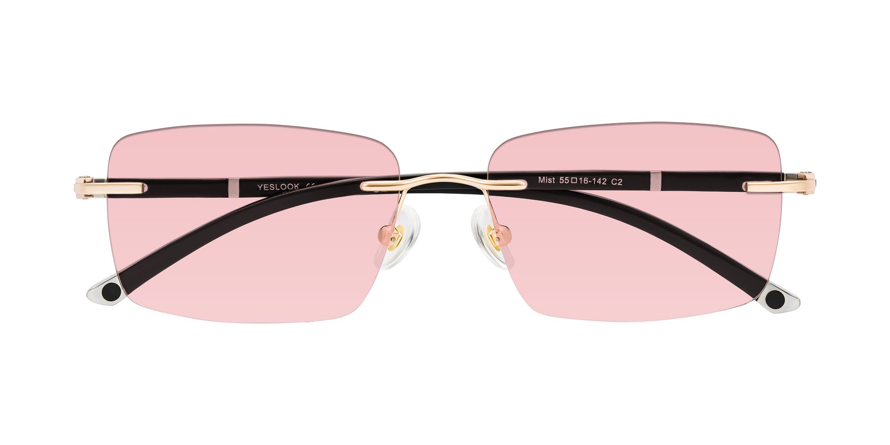 Folded Front of Mist in Rose Gold/Brown with Light Garnet Tinted Lenses
