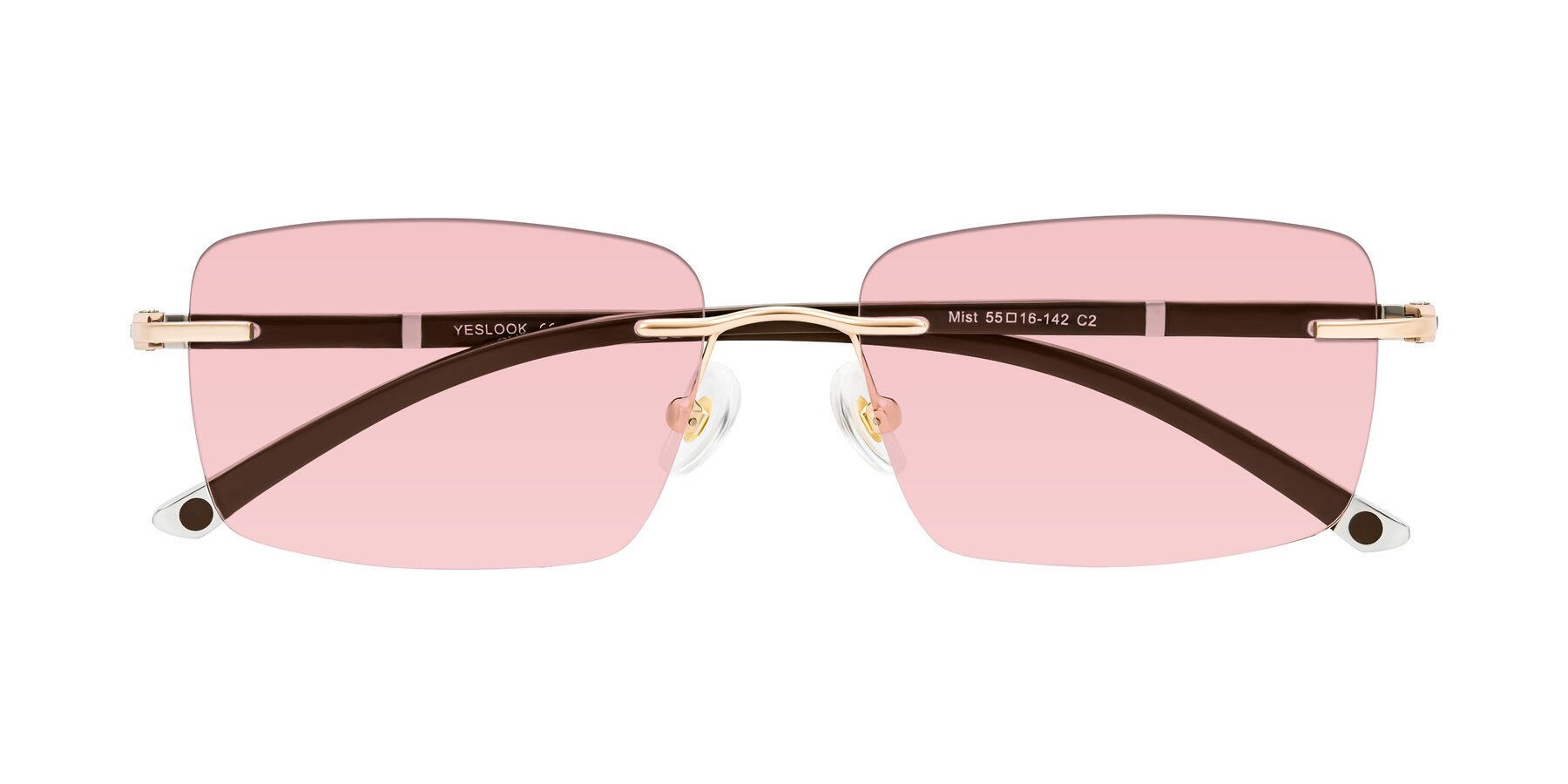 Folded Front of Mist in Rose Gold/Brown with Light Garnet Tinted Lenses