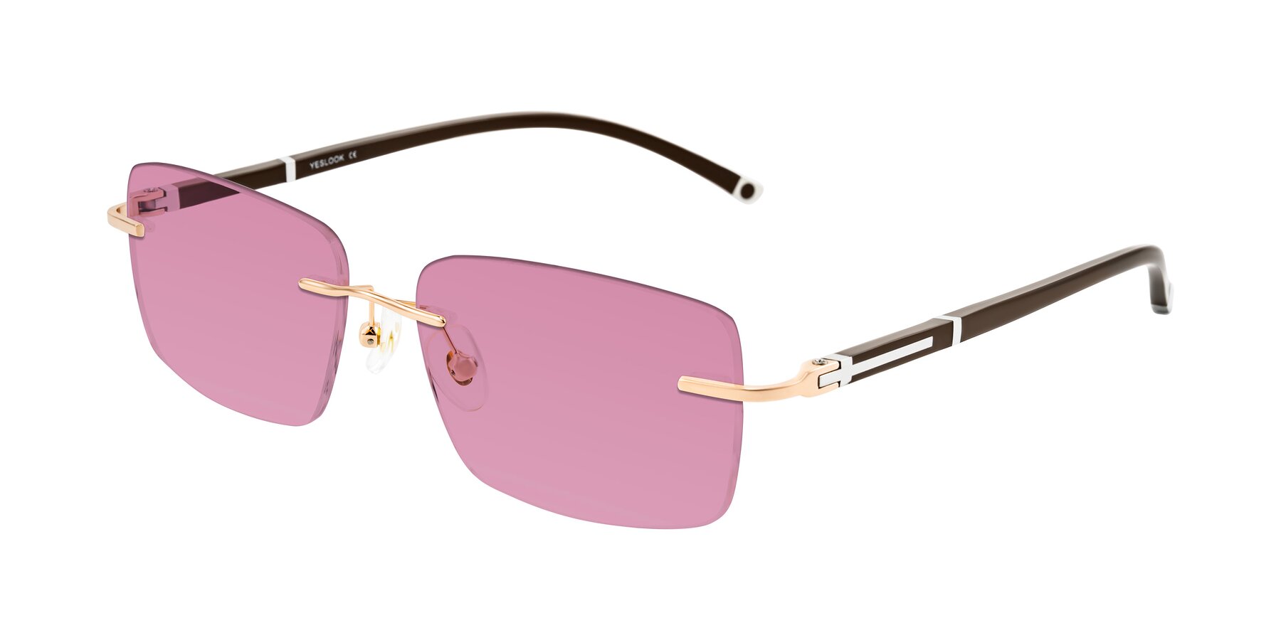 Angle of Mist in Rose Gold/Brown with Medium Wine Tinted Lenses