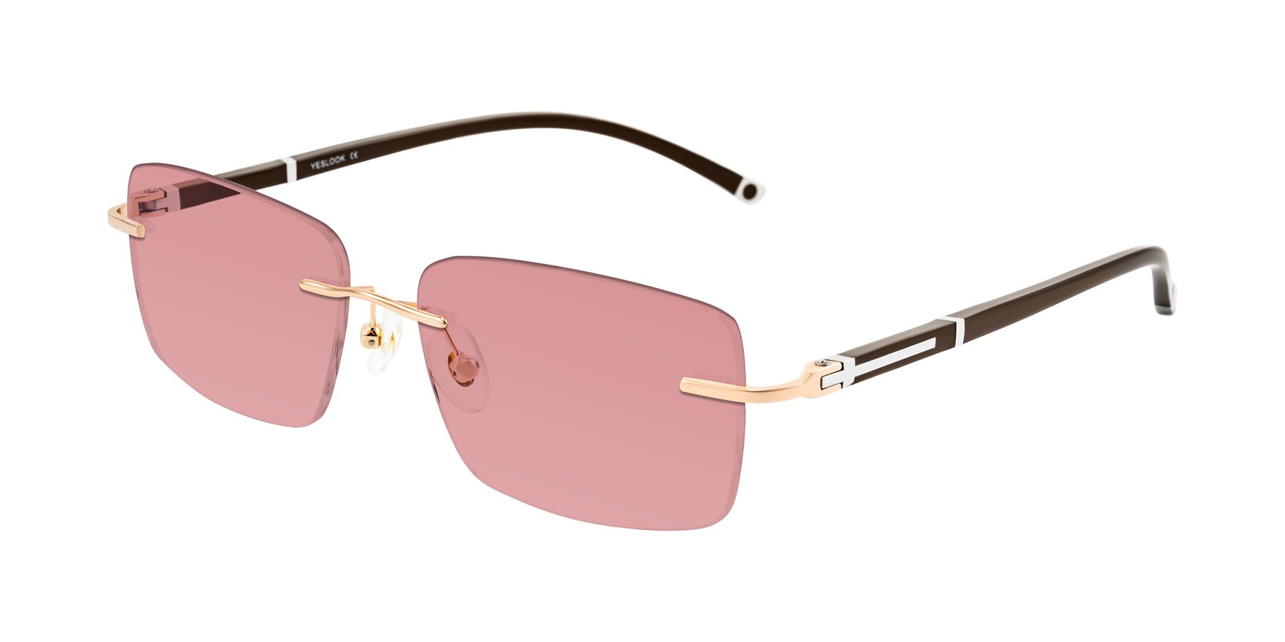 Angle of Mist in Rose Gold/Brown with Medium Garnet Tinted Lenses