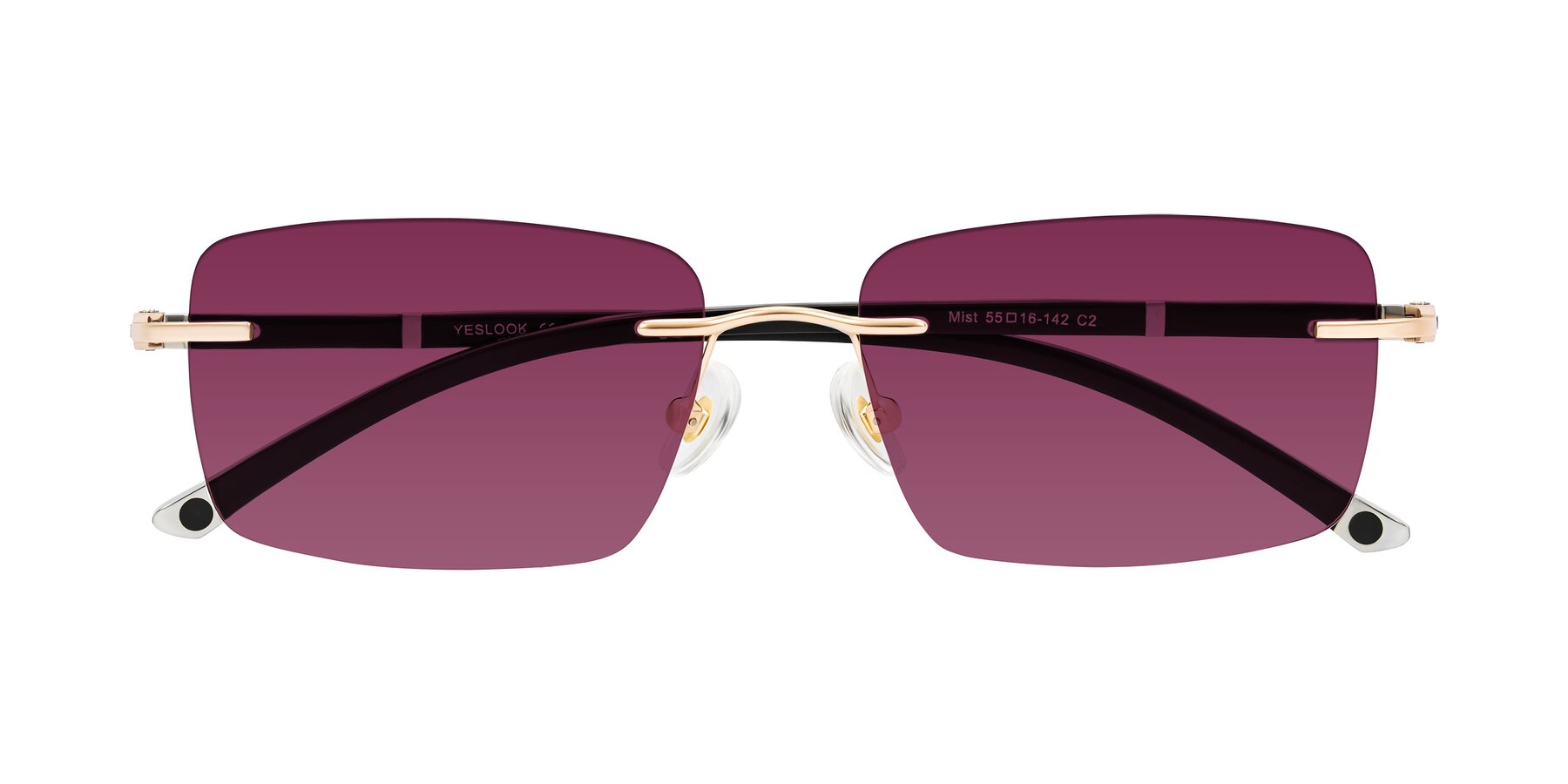 Folded Front of Mist in Rose Gold/Brown with Wine Tinted Lenses