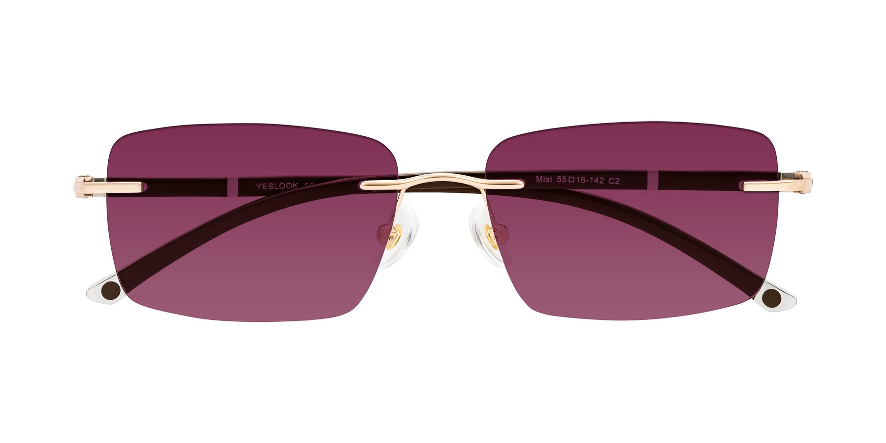 Folded Front of Mist in Rose Gold/Brown with Wine Tinted Lenses