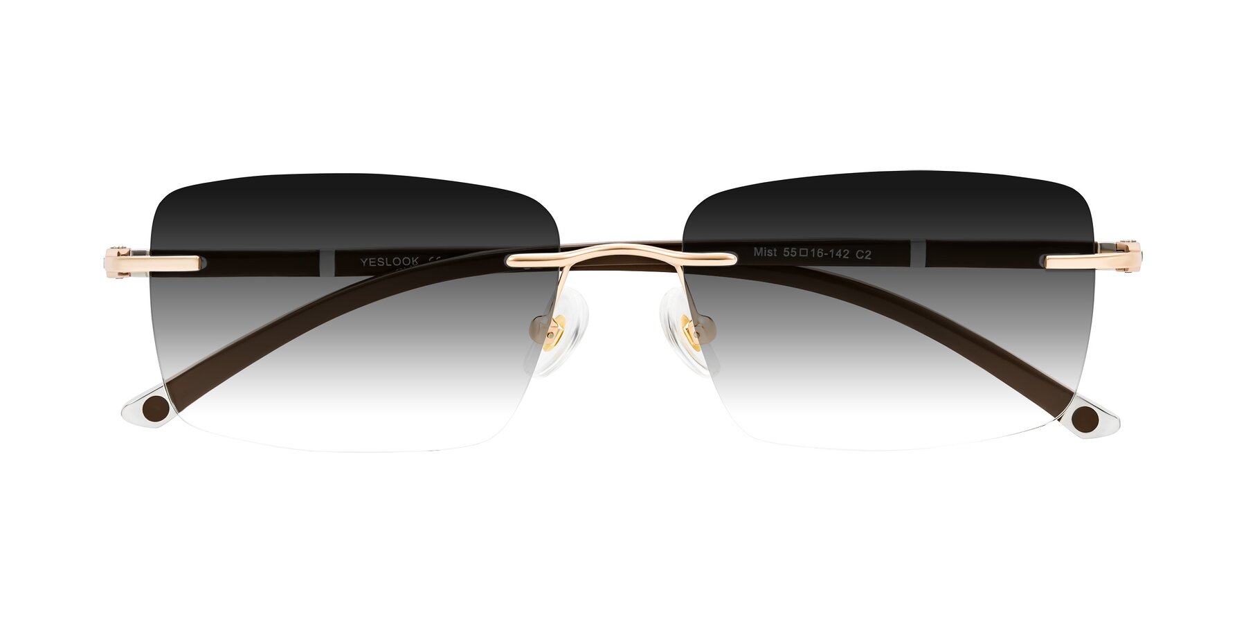 Folded Front of Mist in Rose Gold/Brown with Gray Gradient Lenses