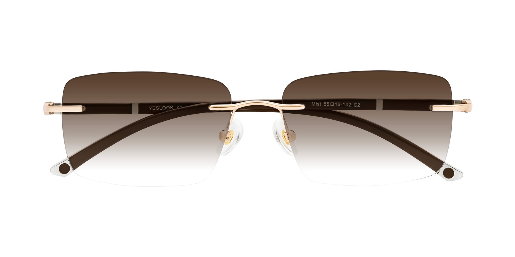 Folded Front of Mist in Rose Gold/Brown with Brown Gradient Lenses