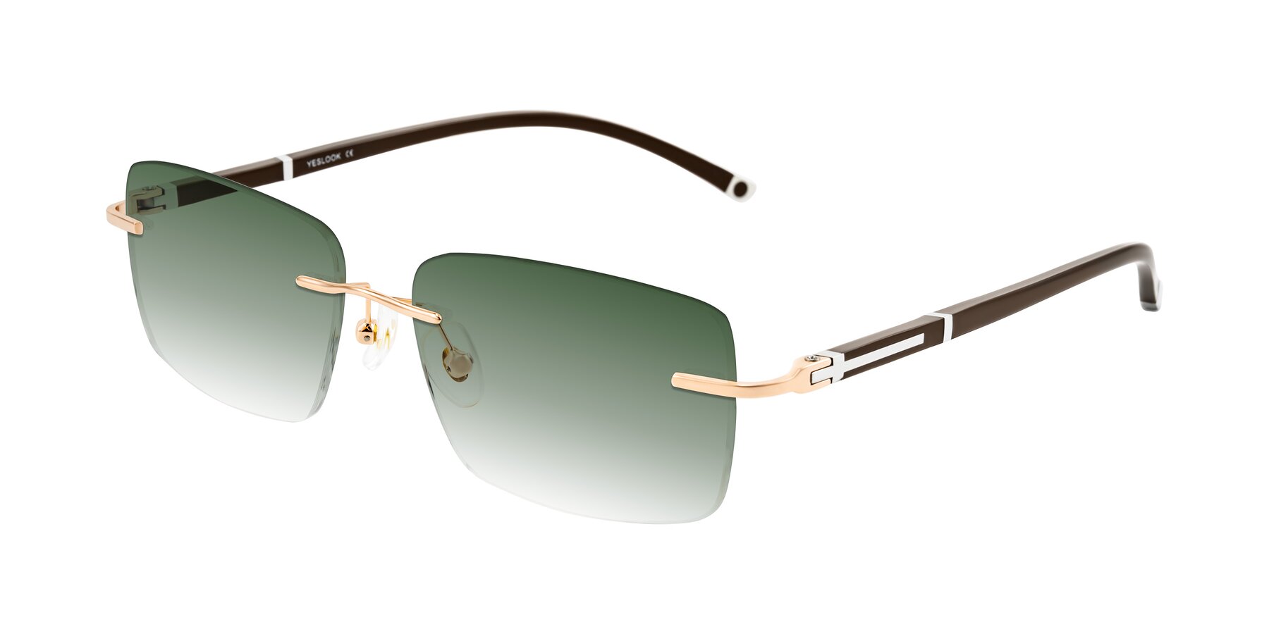 Angle of Mist in Rose Gold/Brown with Green Gradient Lenses