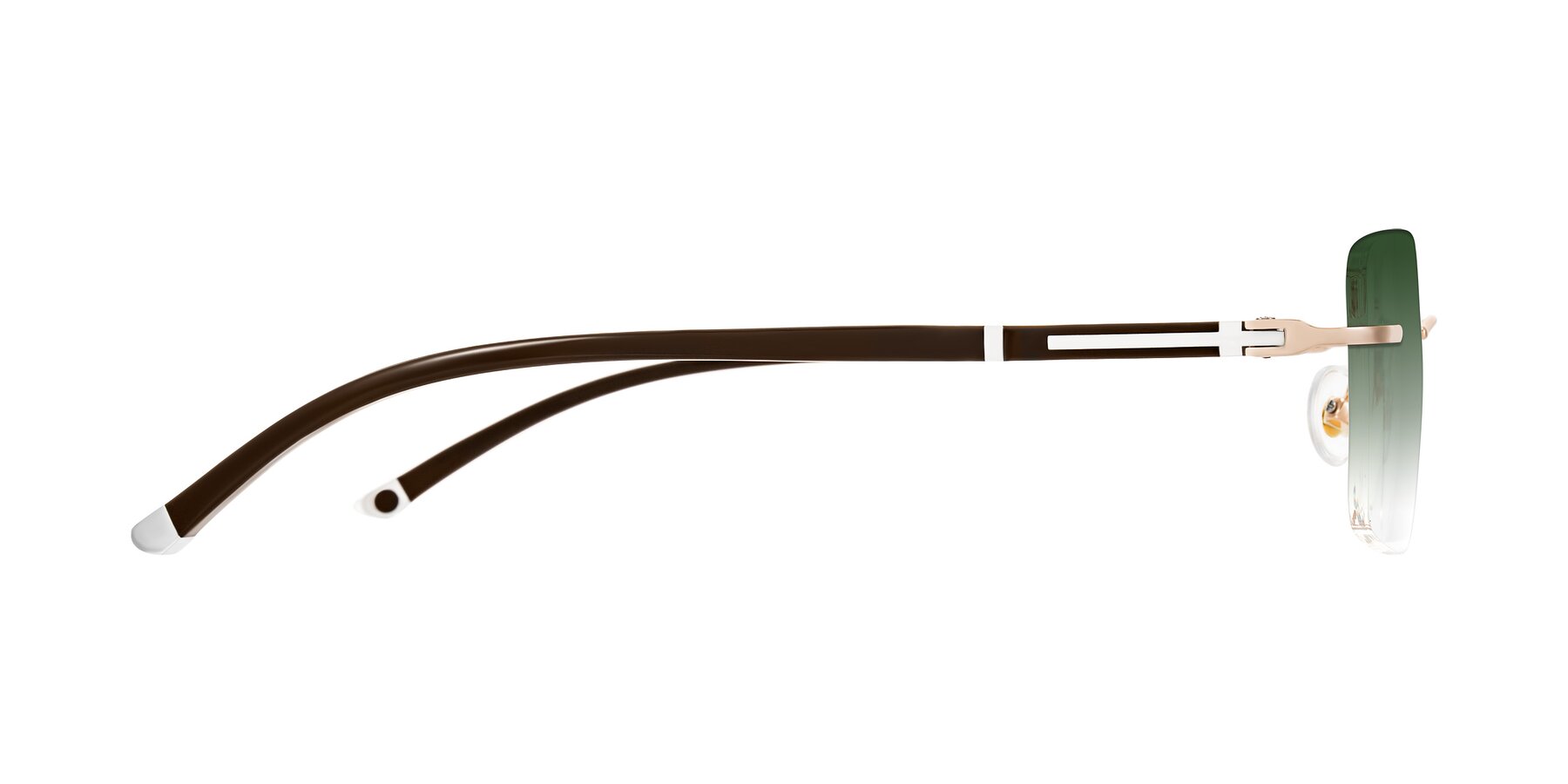 Side of Mist in Rose Gold/Brown with Green Gradient Lenses