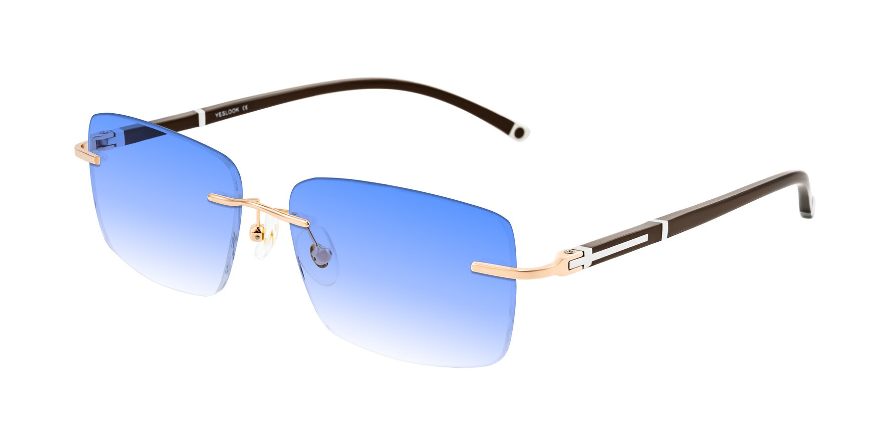 Angle of Mist in Rose Gold/Brown with Blue Gradient Lenses