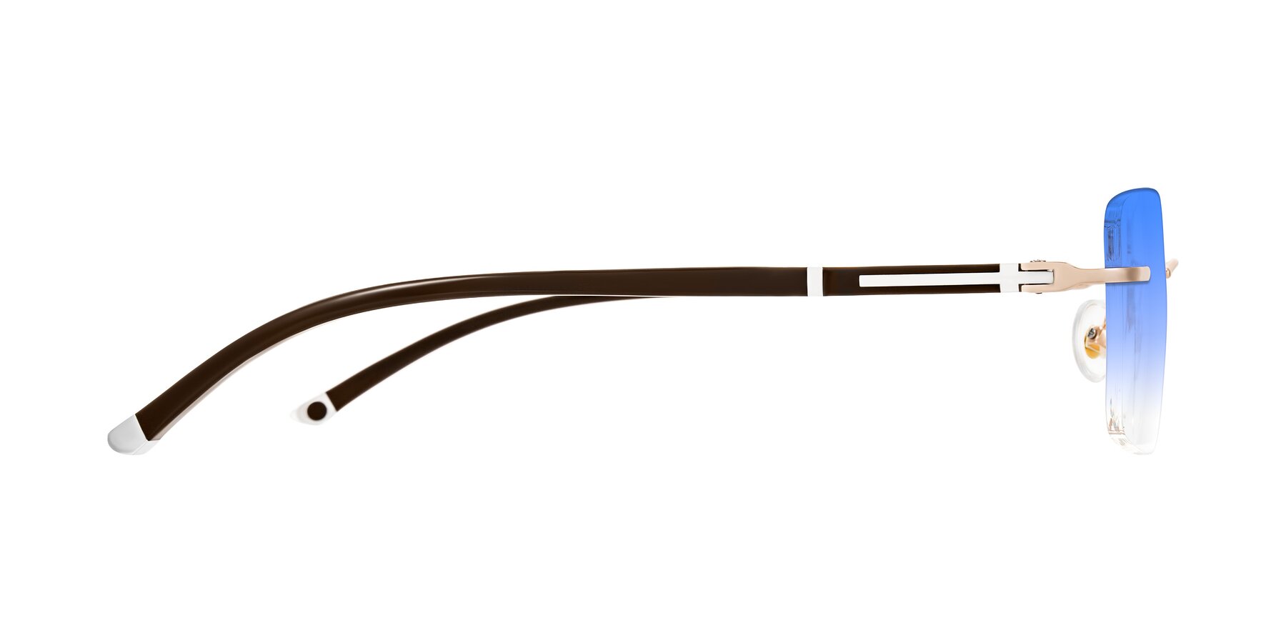 Side of Mist in Rose Gold/Brown with Blue Gradient Lenses