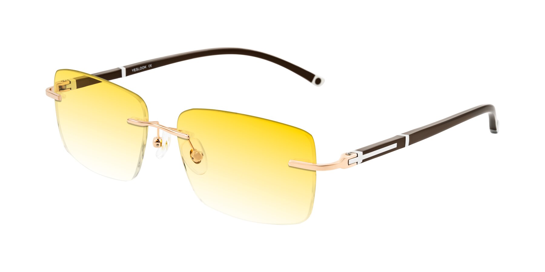 Angle of Mist in Rose Gold/Brown with Yellow Gradient Lenses