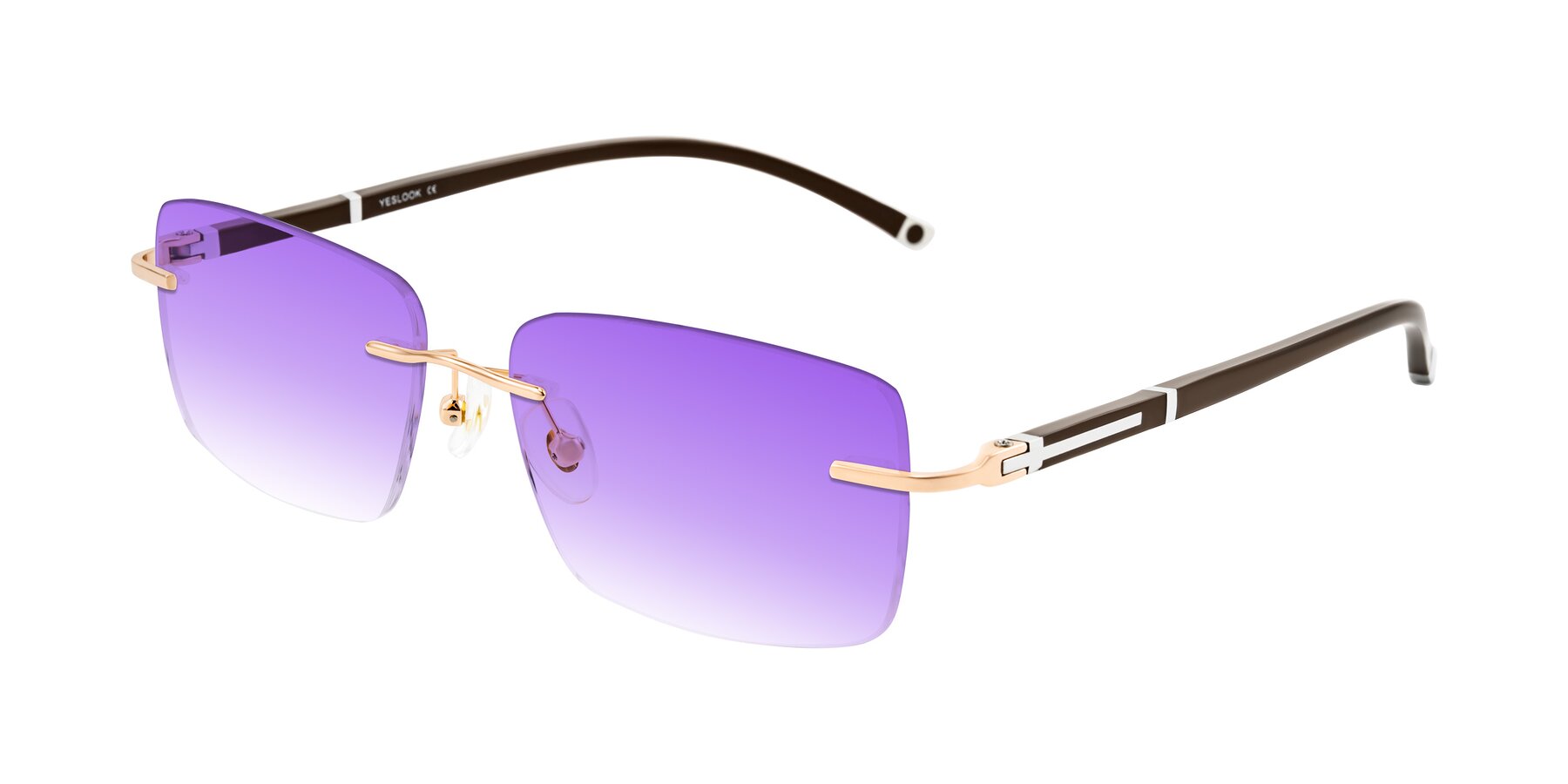 Angle of Mist in Rose Gold/Brown with Purple Gradient Lenses