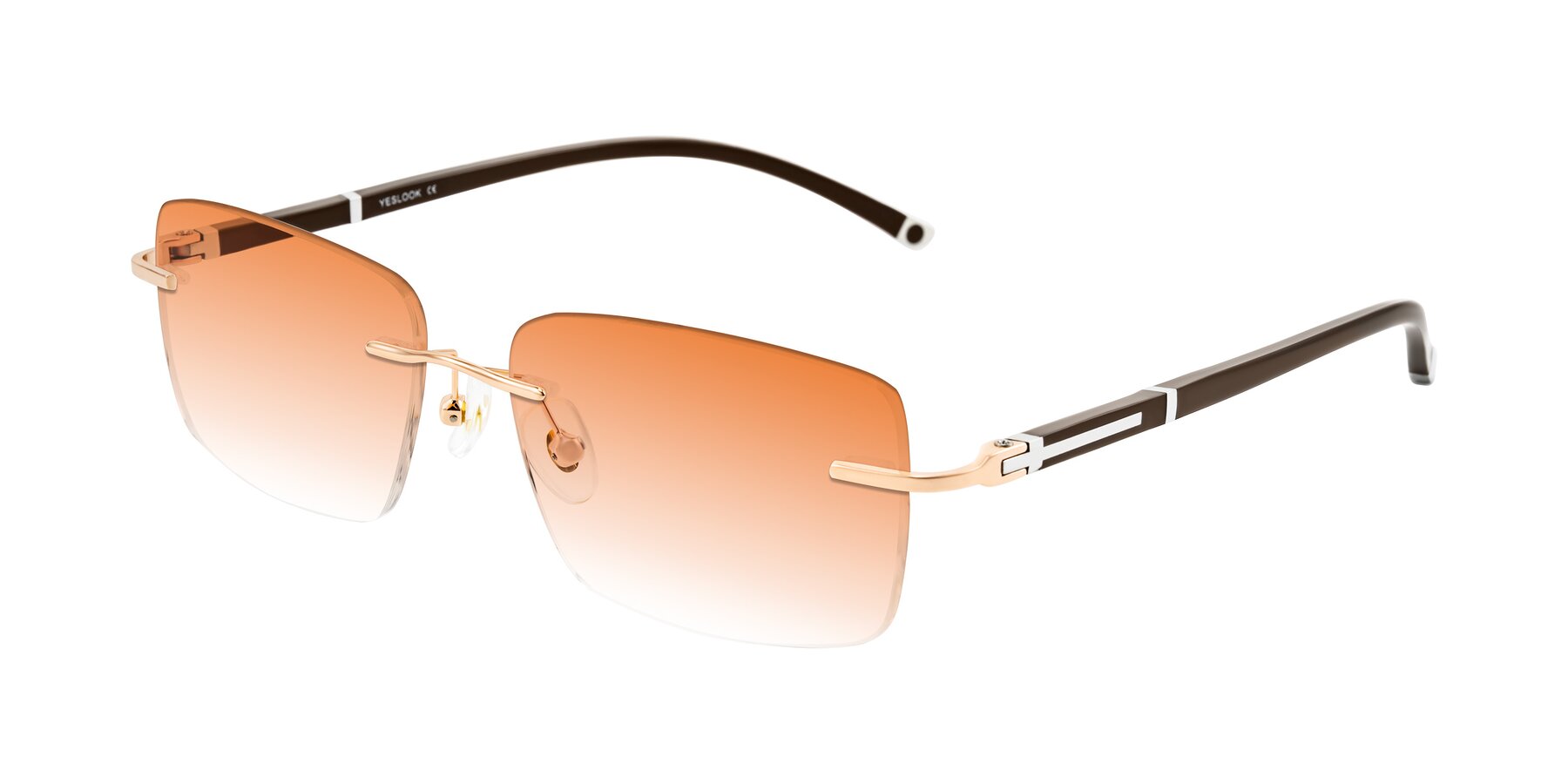 Angle of Mist in Rose Gold/Brown with Orange Gradient Lenses