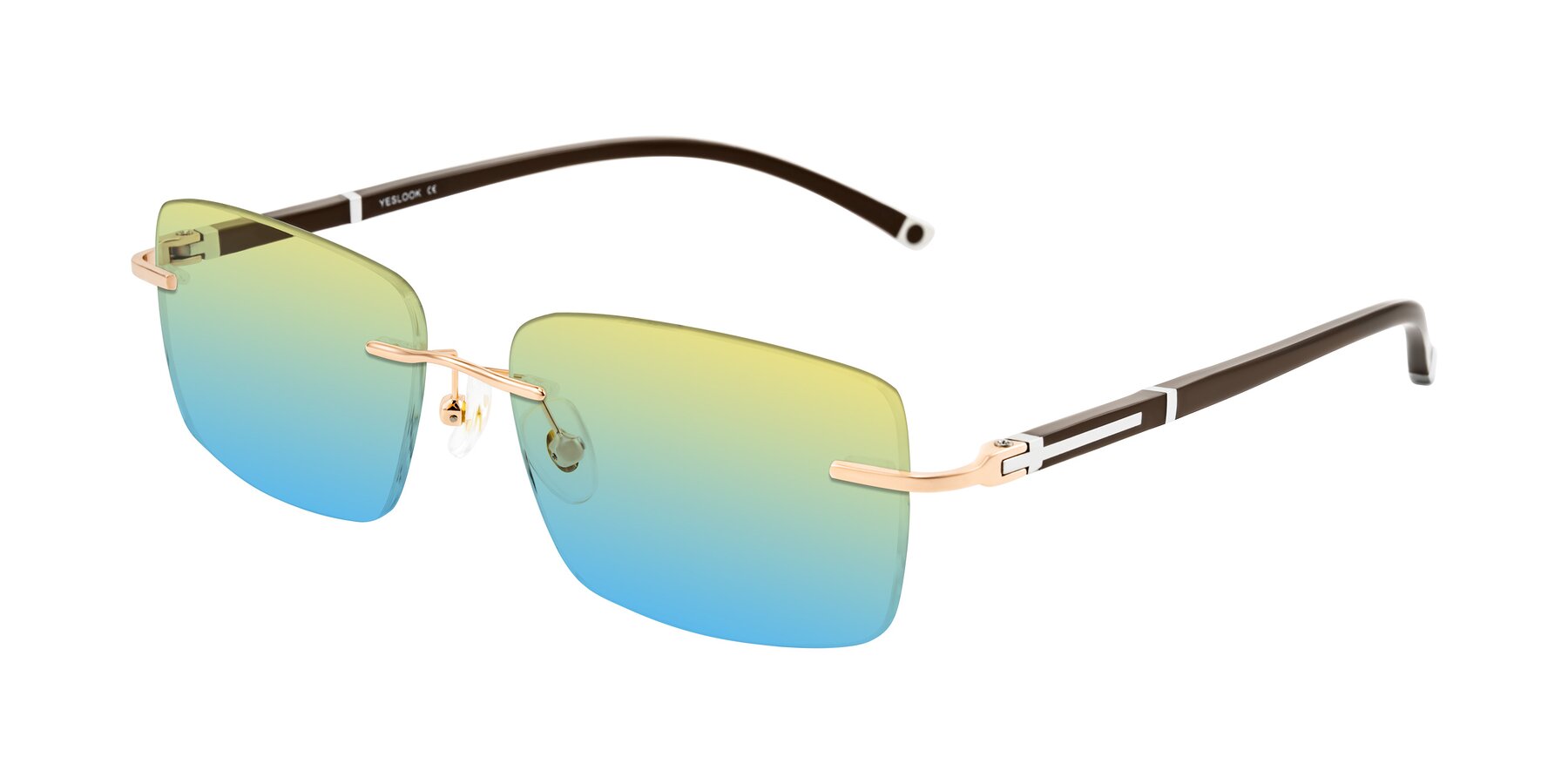 Angle of Mist in Rose Gold/Brown with Yellow / Blue Gradient Lenses