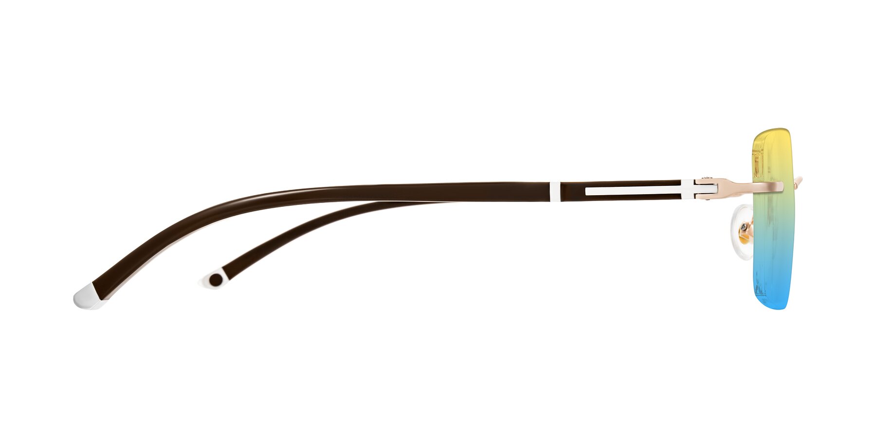 Side of Mist in Rose Gold/Brown with Yellow / Blue Gradient Lenses