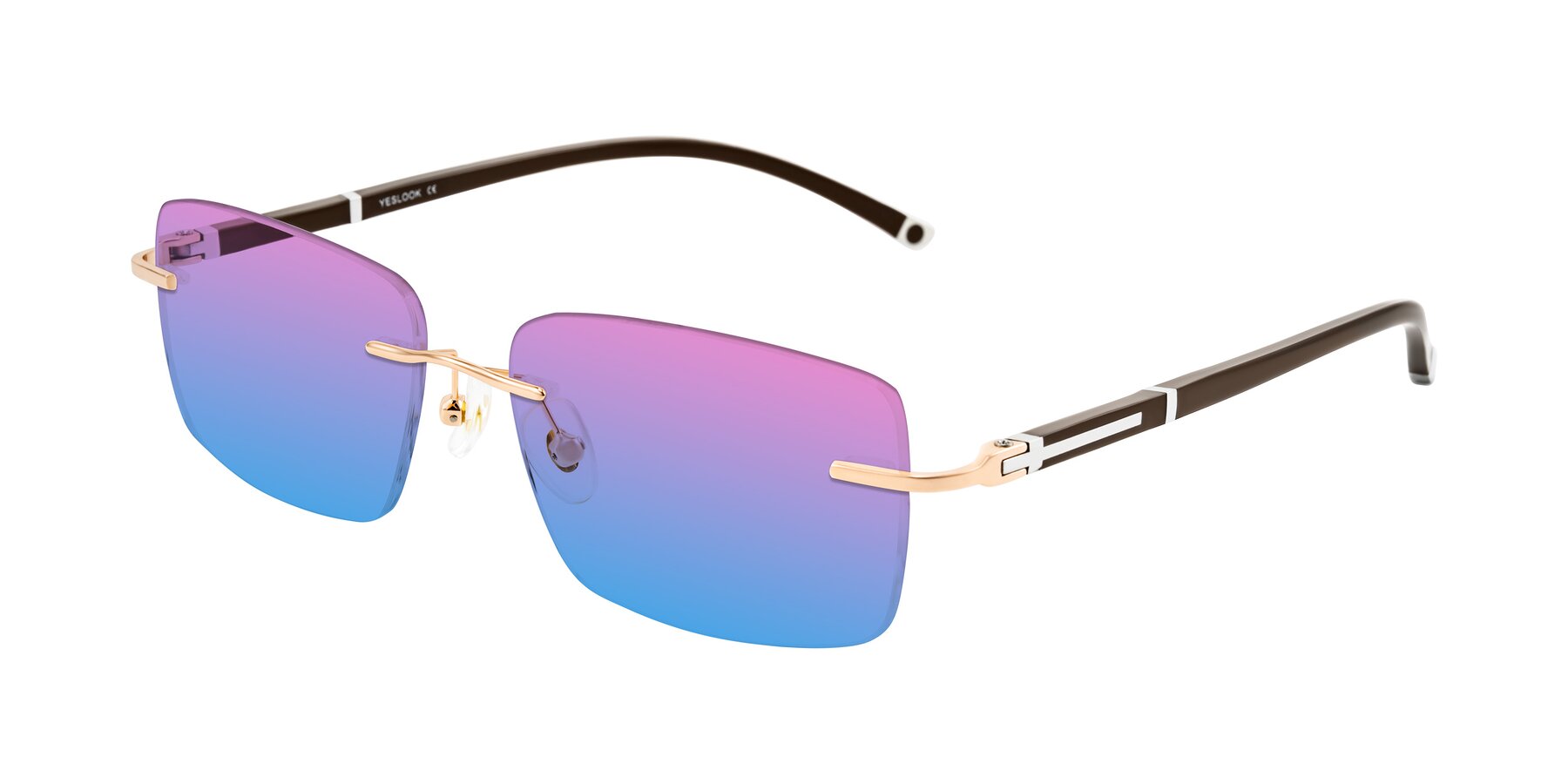Angle of Mist in Rose Gold/Brown with Pink / Blue Gradient Lenses