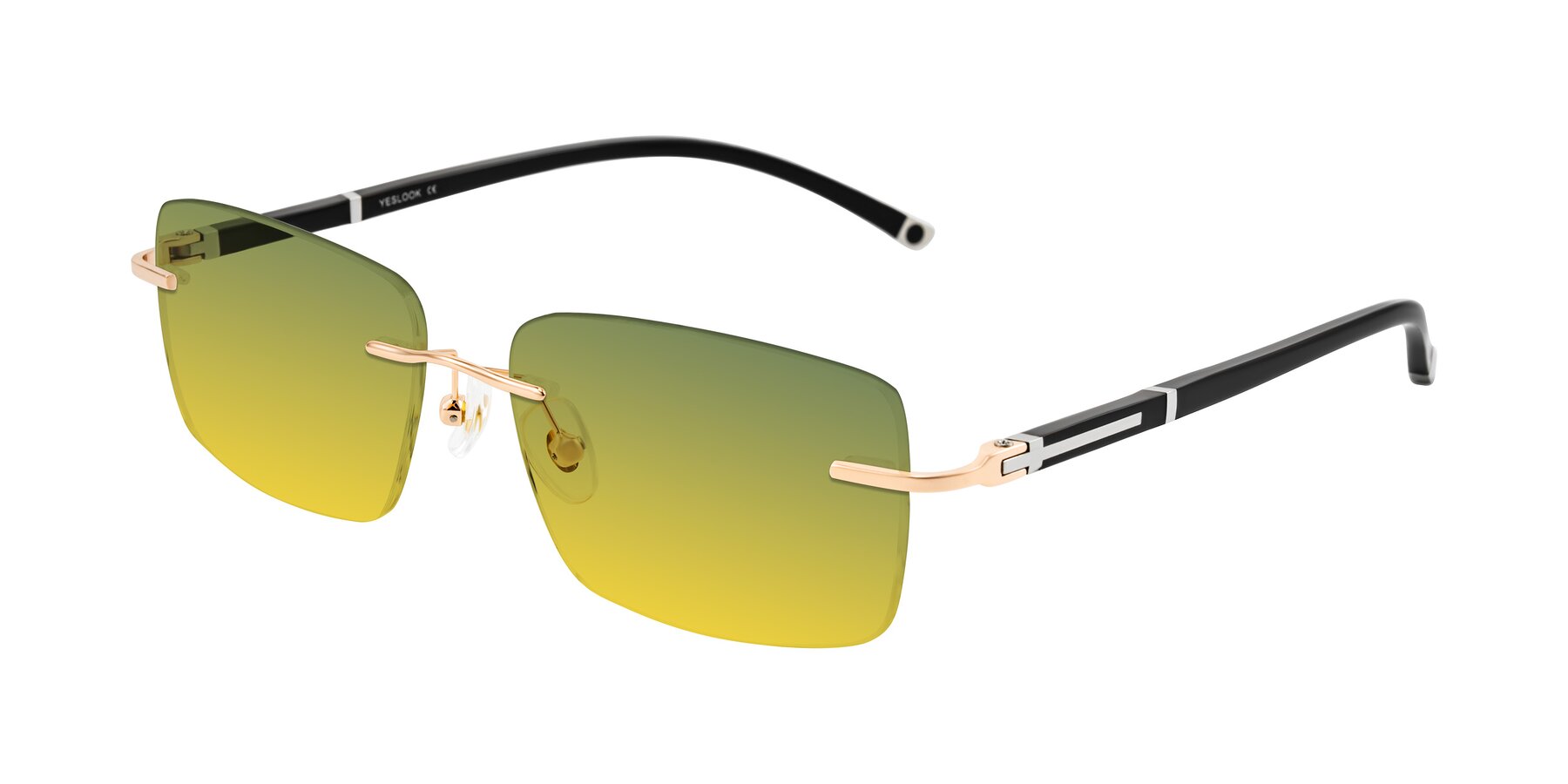 Angle of Mist in Rose Gold/Brown with Green / Yellow Gradient Lenses