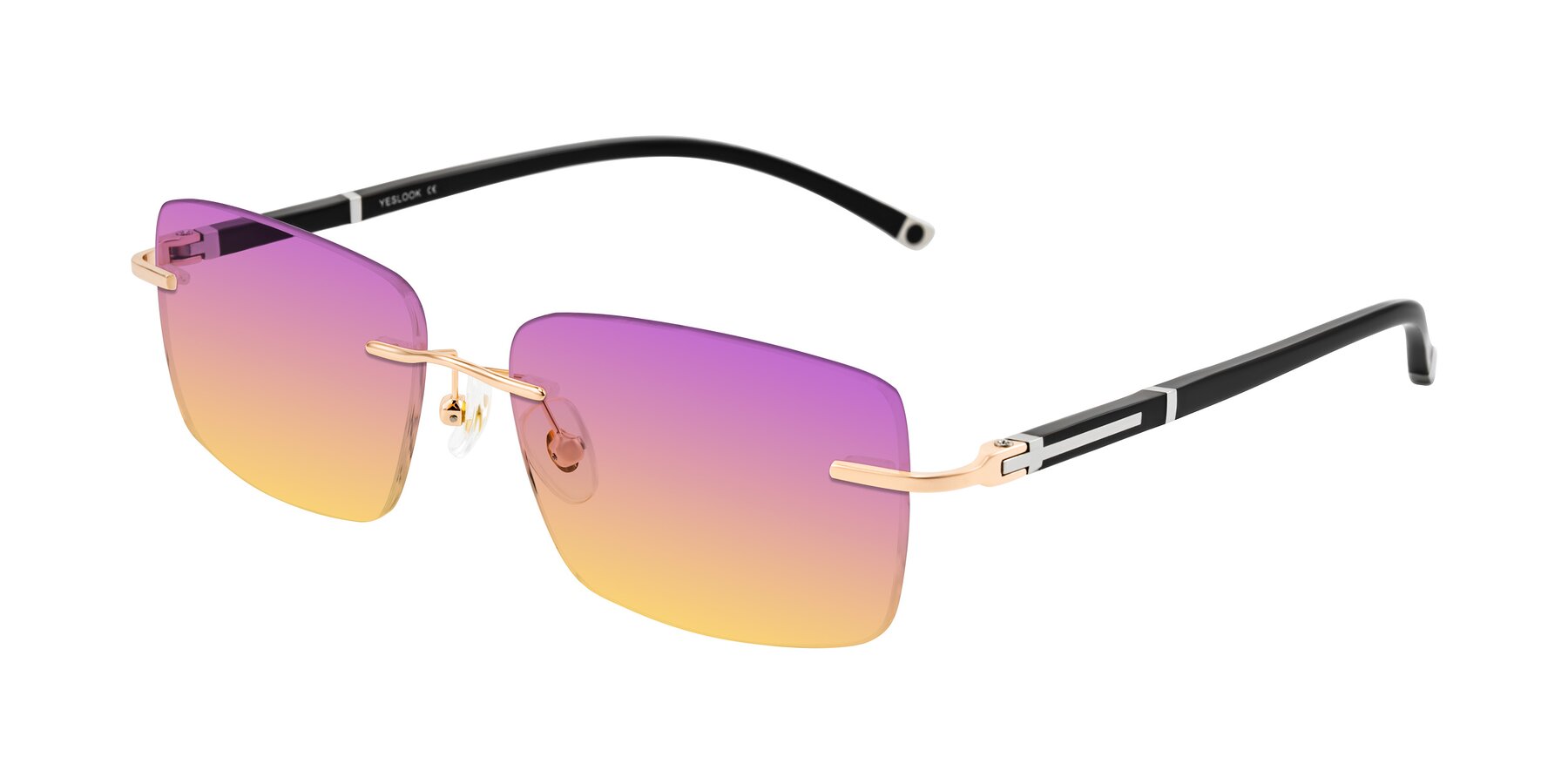 Angle of Mist in Rose Gold/Brown with Purple / Yellow Gradient Lenses