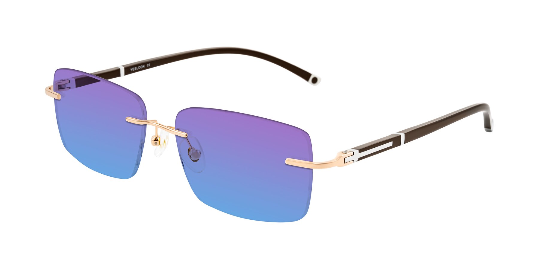 Angle of Mist in Rose Gold/Brown with Purple / Blue Gradient Lenses