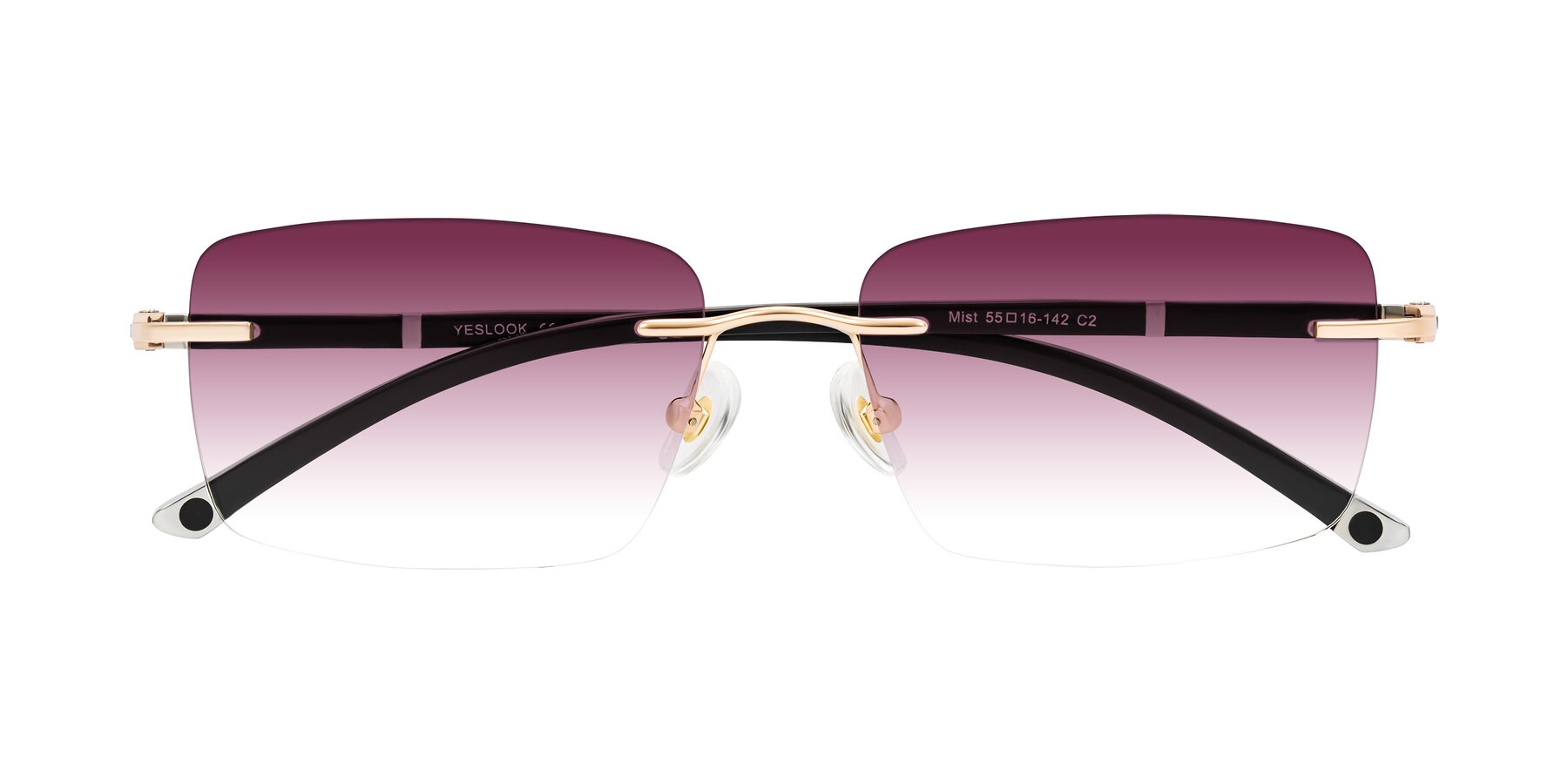 Folded Front of Mist in Rose Gold/Brown with Wine Gradient Lenses