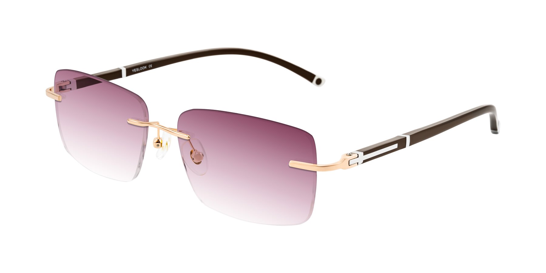 Angle of Mist in Rose Gold/Brown with Wine Gradient Lenses