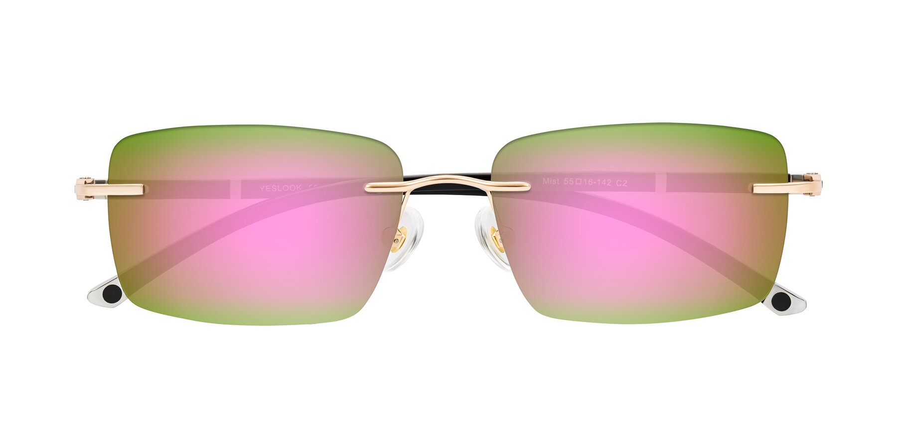 Folded Front of Mist in Rose Gold/Brown with Pink Mirrored Lenses