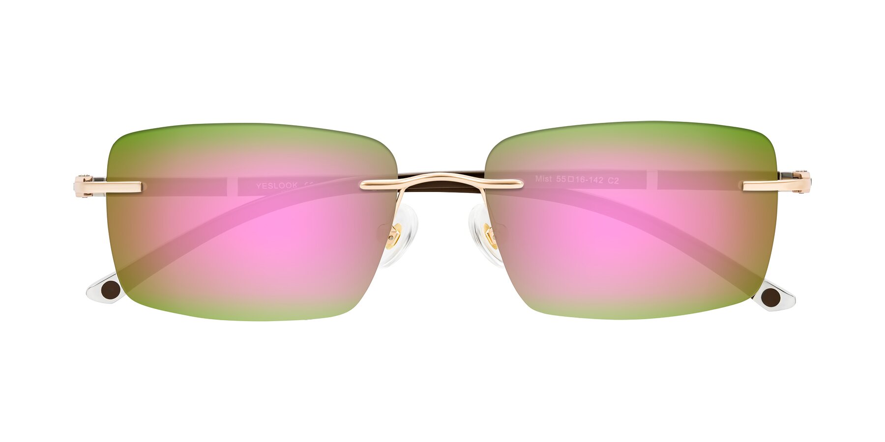 Folded Front of Mist in Rose Gold/Brown with Pink Mirrored Lenses