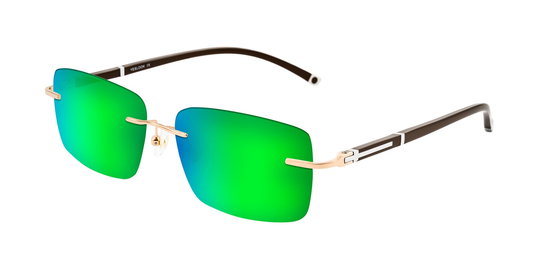 Angle of Mist in Rose Gold/Brown with Green Mirrored Lenses