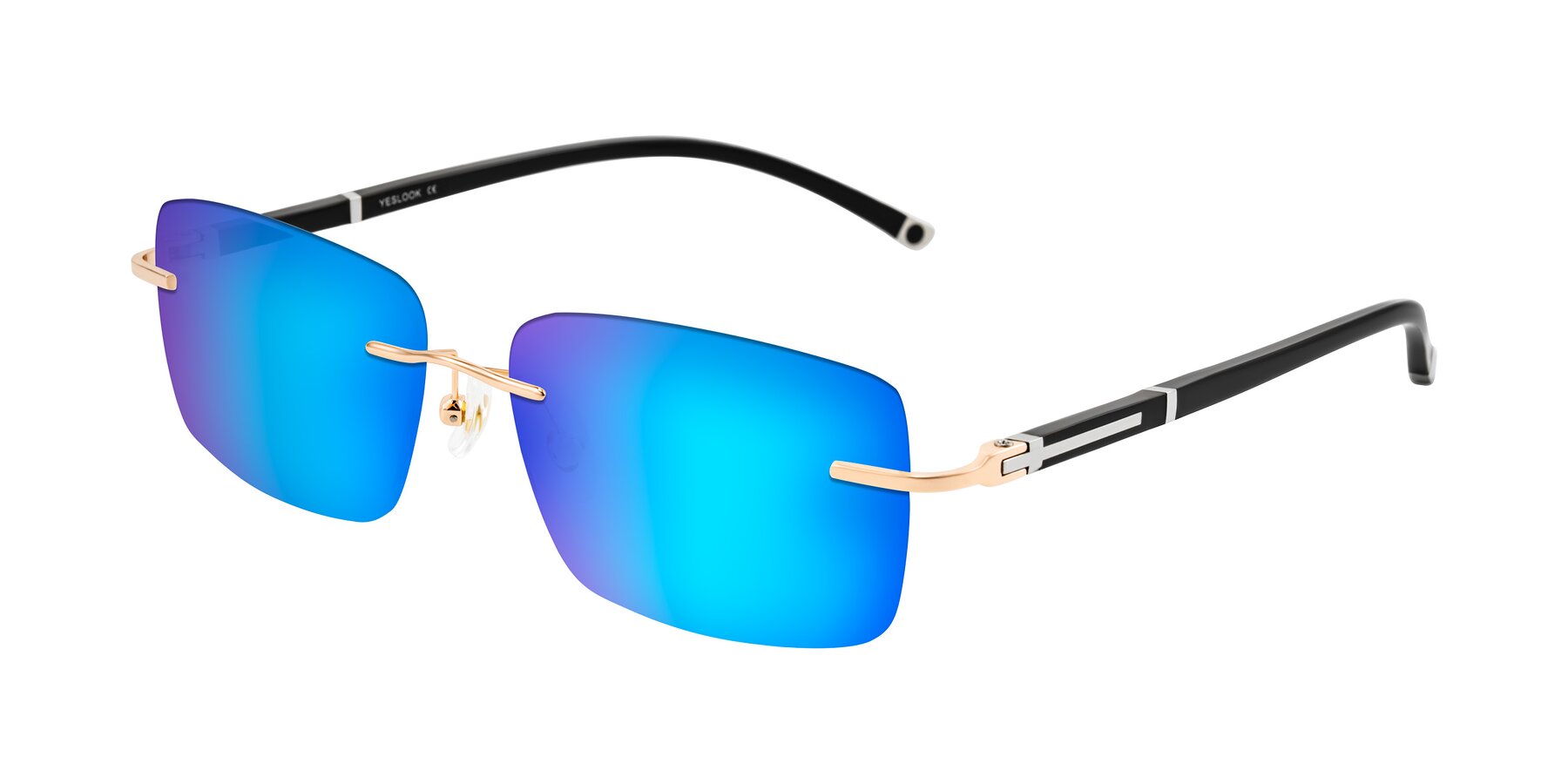Angle of Mist in Rose Gold/Brown with Blue Mirrored Lenses
