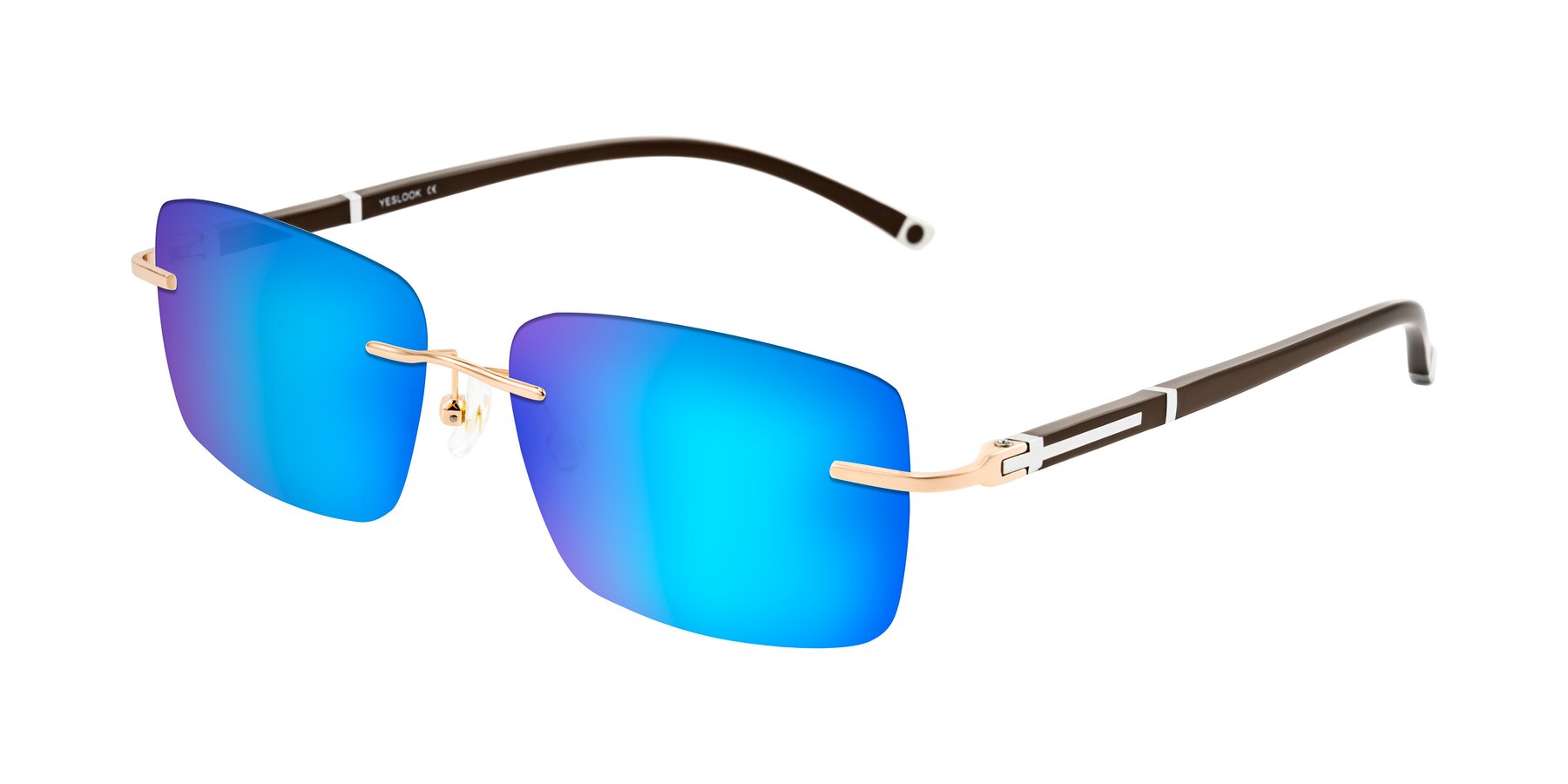 Angle of Mist in Rose Gold/Brown with Blue Mirrored Lenses