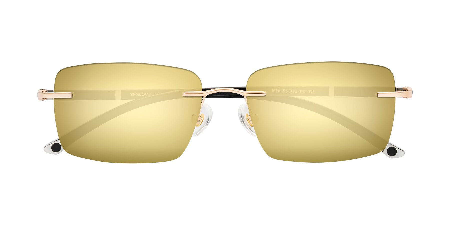 Folded Front of Mist in Rose Gold/Brown with Gold Mirrored Lenses