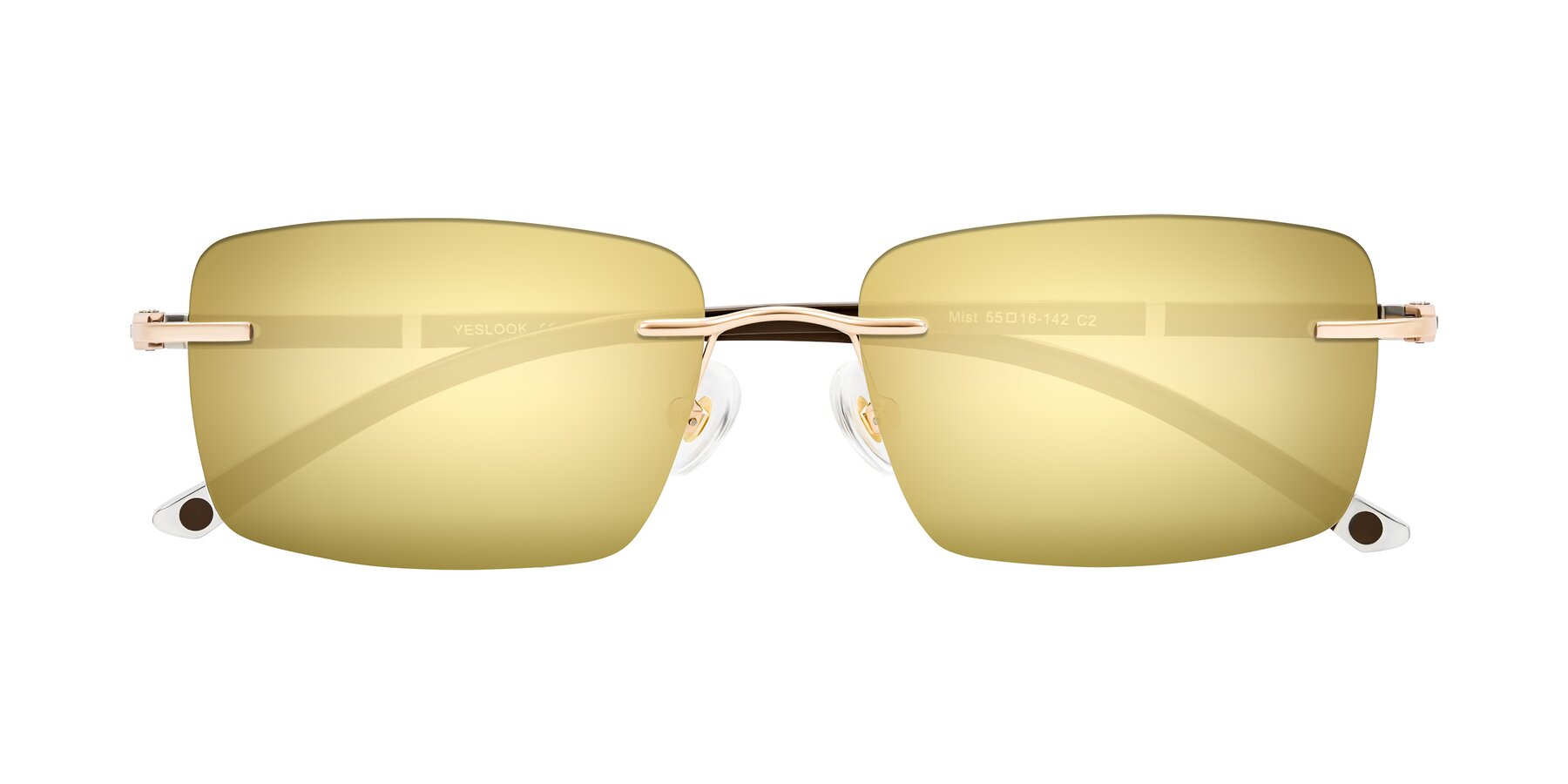 Folded Front of Mist in Rose Gold/Brown with Gold Mirrored Lenses