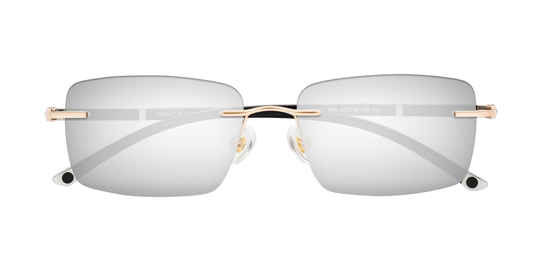 Folded Front of Mist in Rose Gold/Brown with Silver Mirrored Lenses