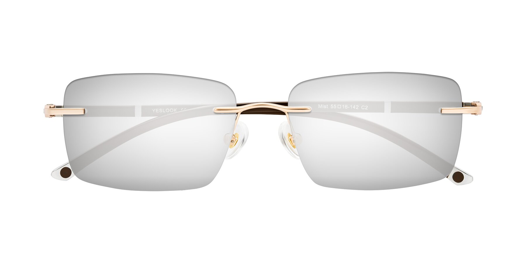 Folded Front of Mist in Rose Gold/Brown with Silver Mirrored Lenses