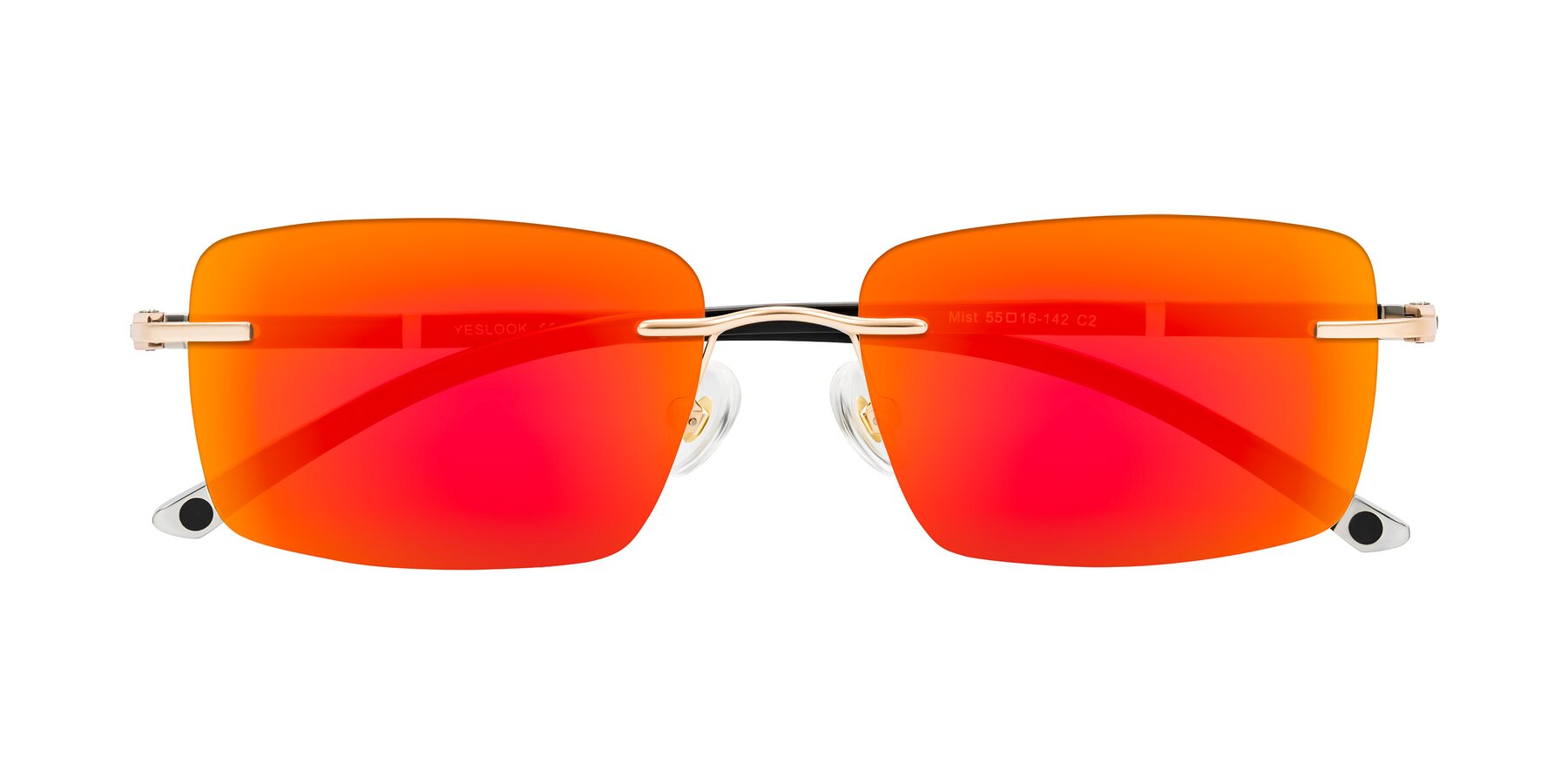 Folded Front of Mist in Rose Gold/Brown with Red Gold Mirrored Lenses