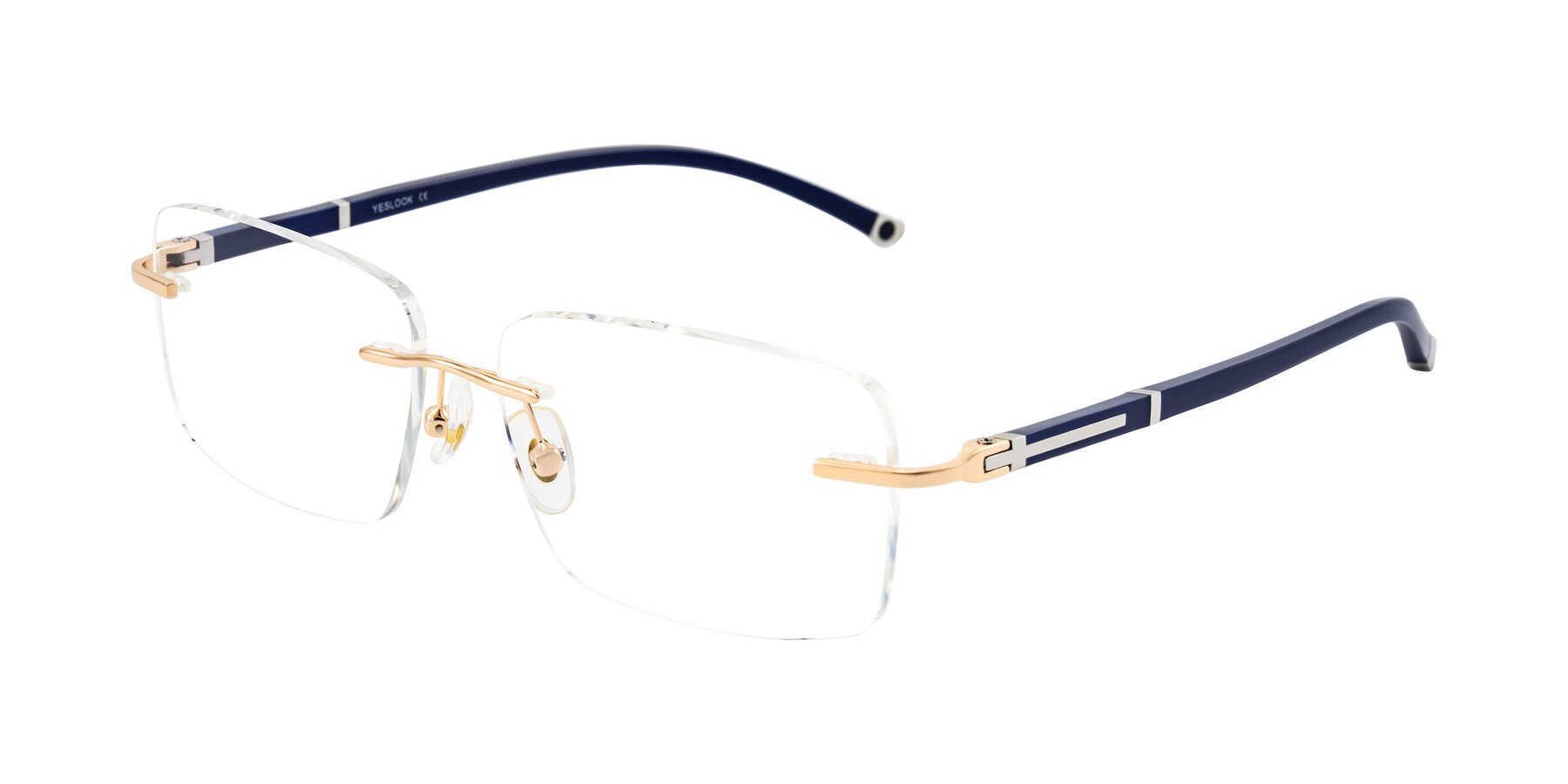 Angle of Mist in Rose Gold/Blue with Clear Eyeglass Lenses
