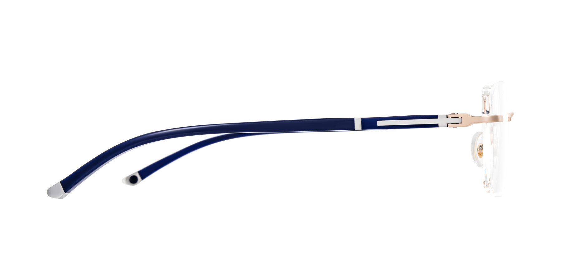 Side of Mist in Rose Gold/Blue with Clear Eyeglass Lenses