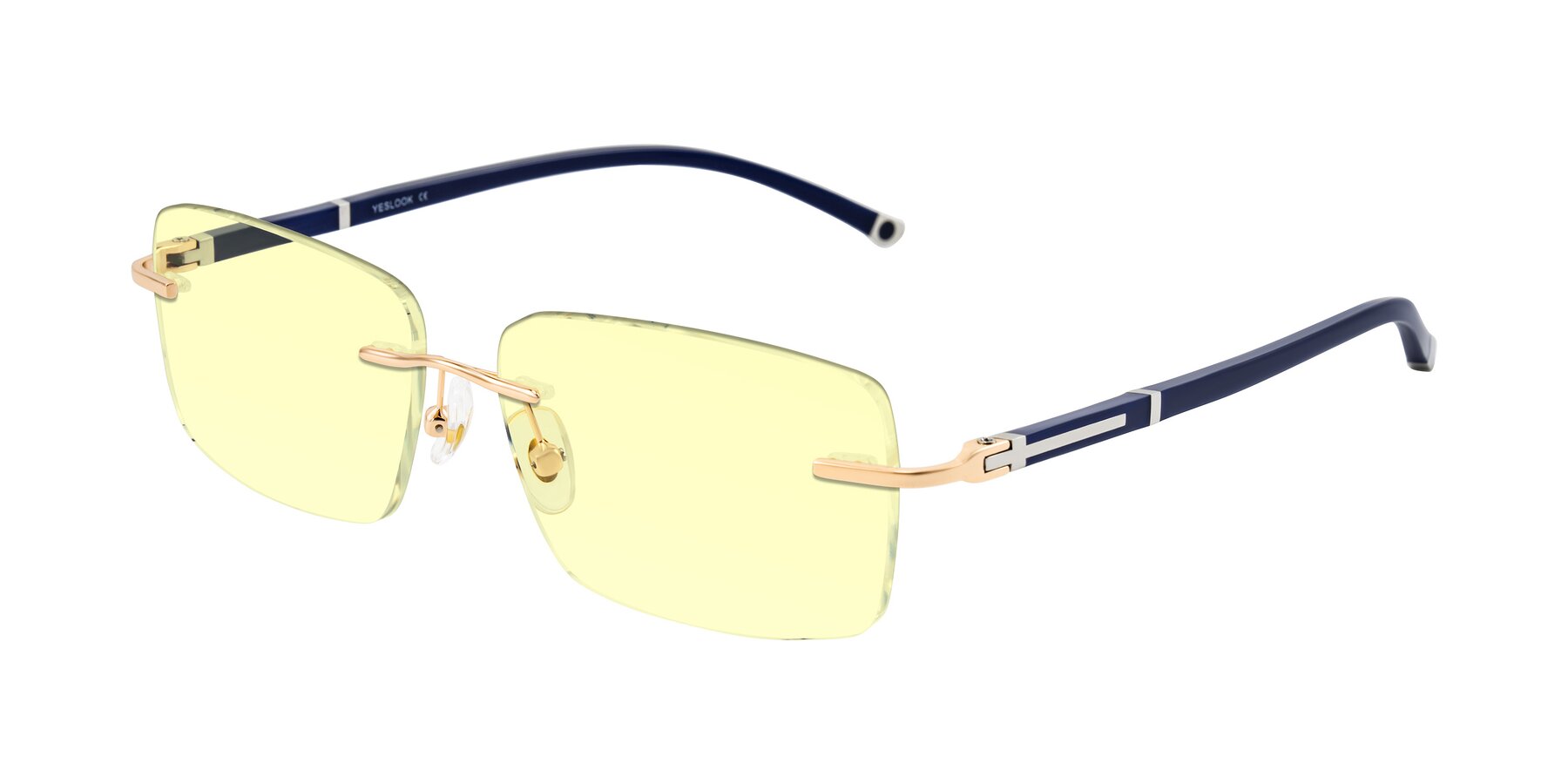 Angle of Mist in Rose Gold/Blue with Light Yellow Tinted Lenses