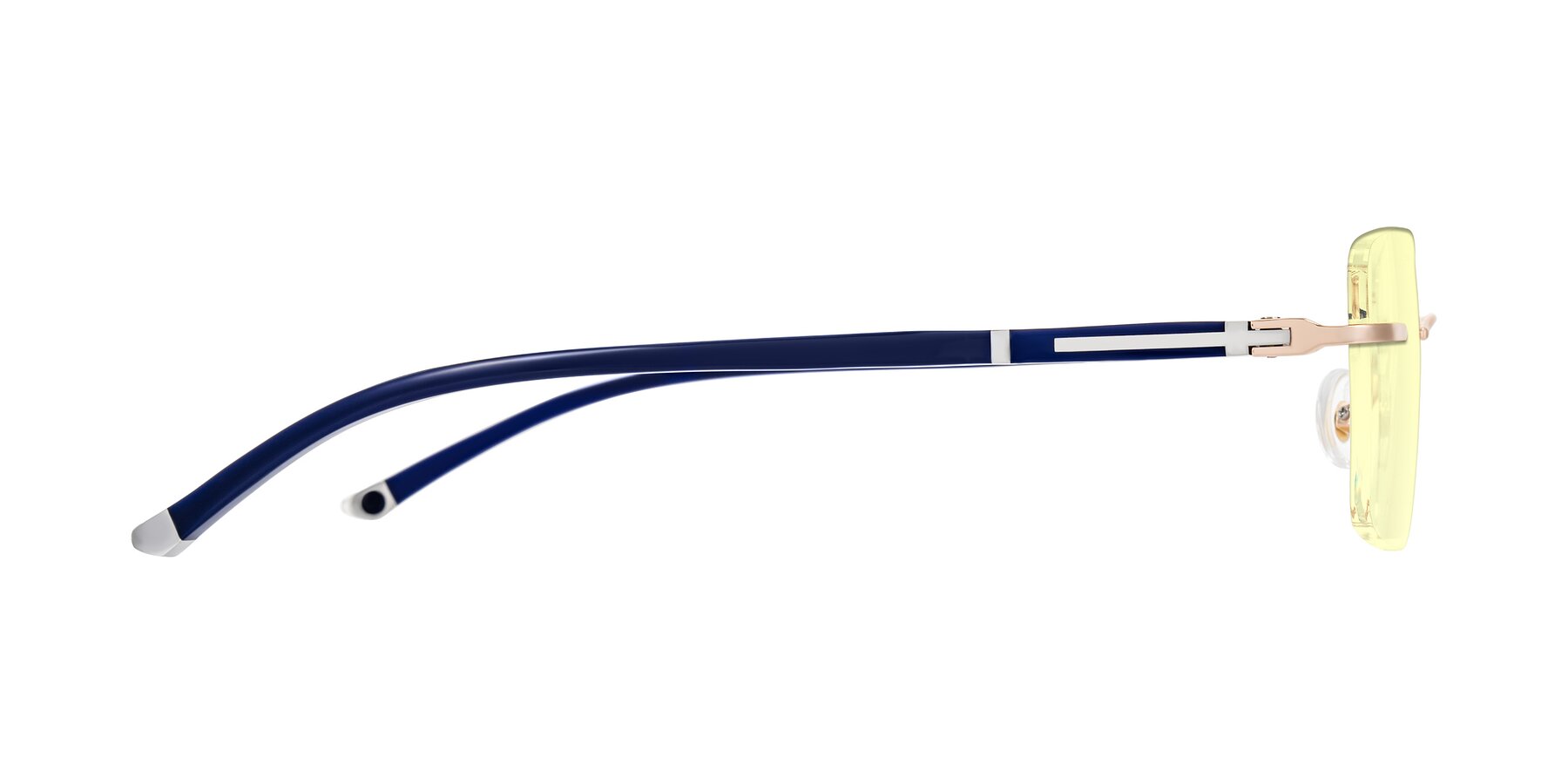 Side of Mist in Rose Gold/Blue with Light Yellow Tinted Lenses