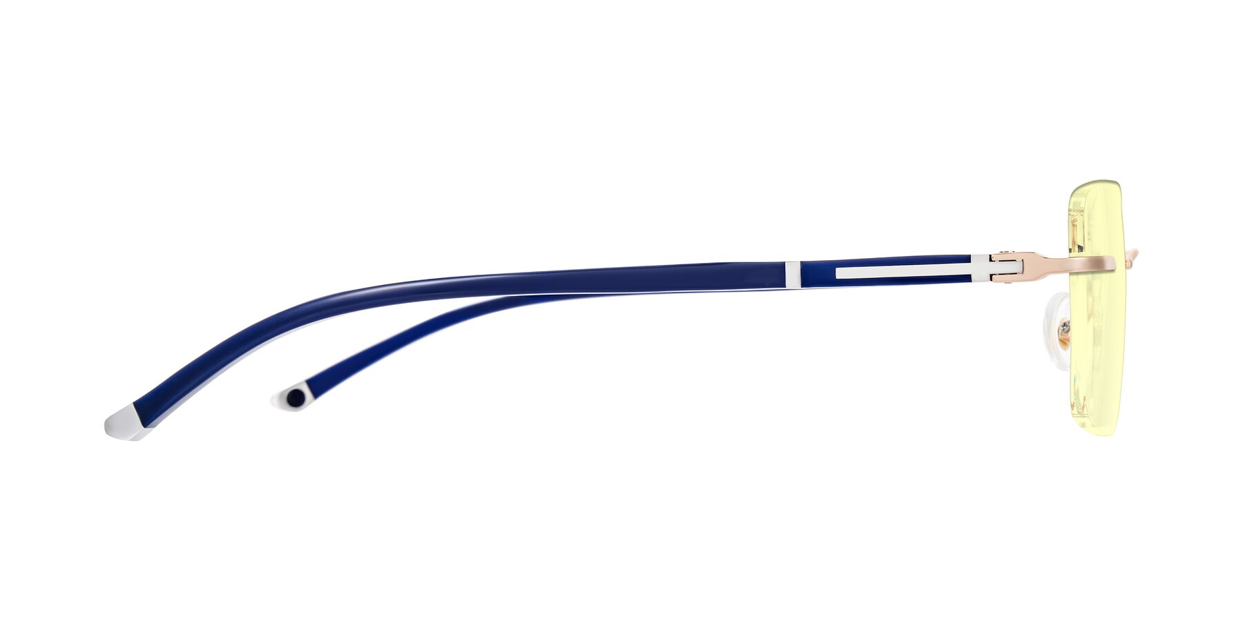 Side of Mist in Rose Gold/Blue with Light Yellow Tinted Lenses