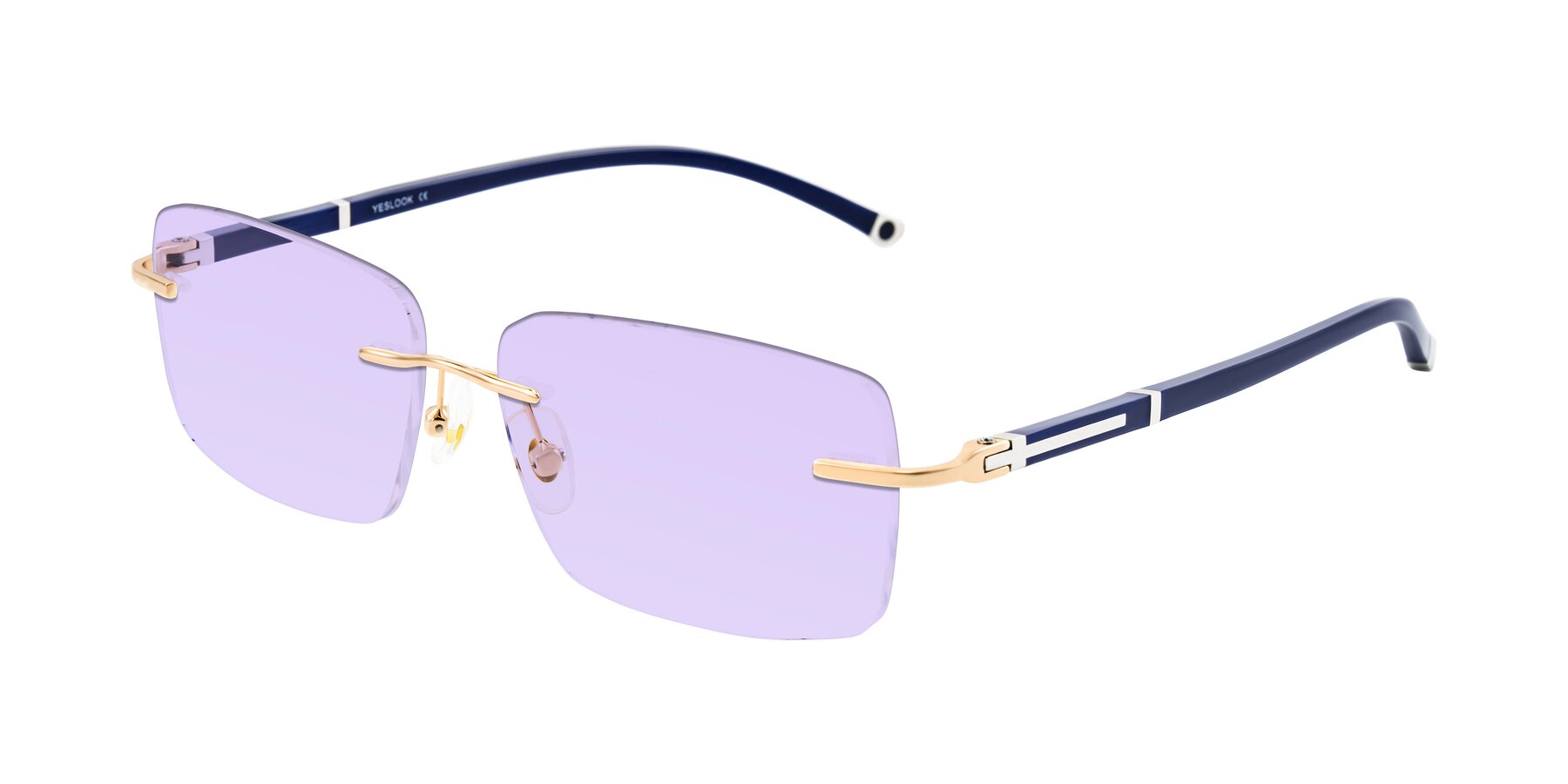 Angle of Mist in Rose Gold/Blue with Light Purple Tinted Lenses