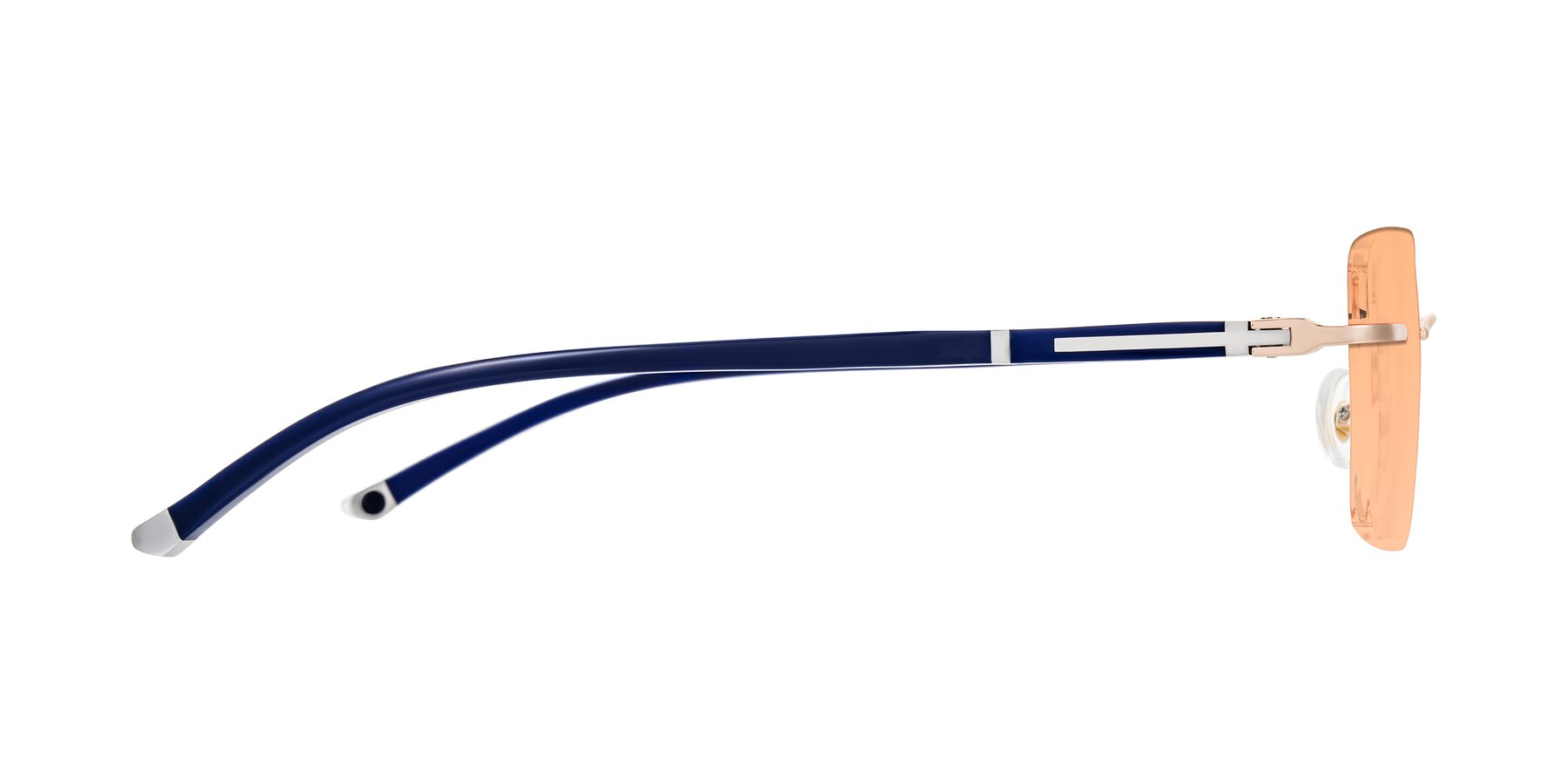 Side of Mist in Rose Gold/Blue with Light Orange Tinted Lenses