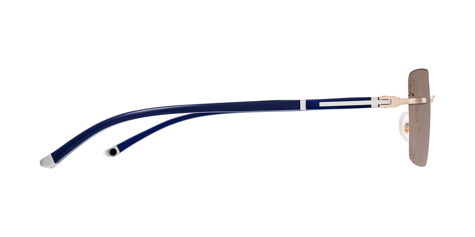 Side of Mist in Rose Gold/Blue with Medium Brown Tinted Lenses